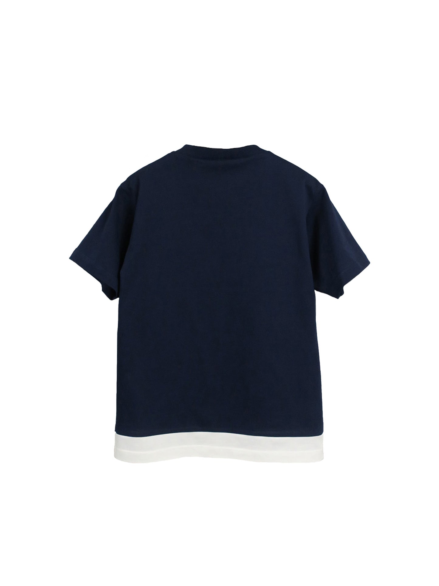 CONTRAST HEM LAYERED T-SHIRTS / NAVY×O-W