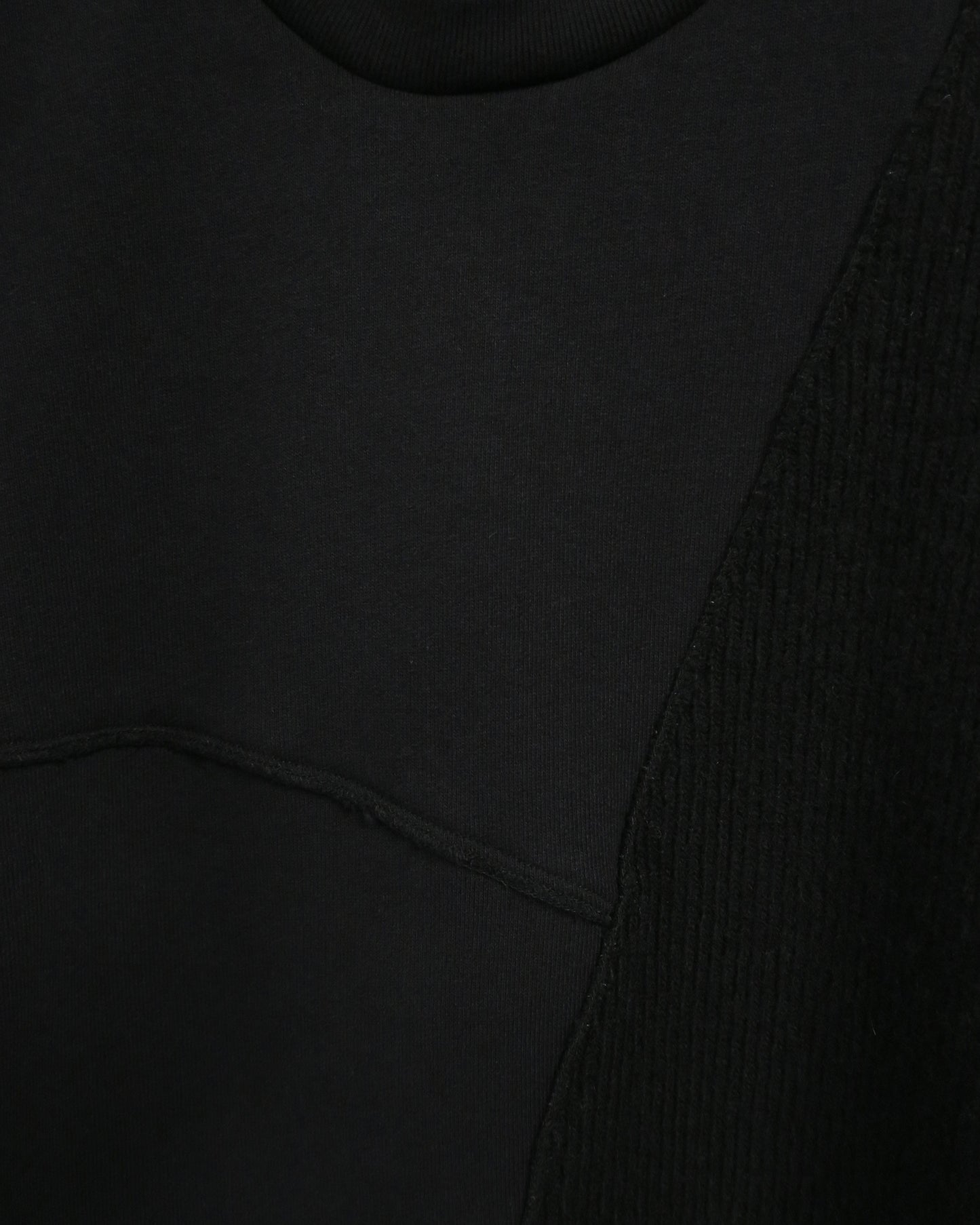 REBUILT TEXTURED PANEL KNIT COMBI SWEATSHIRT/ BLACK