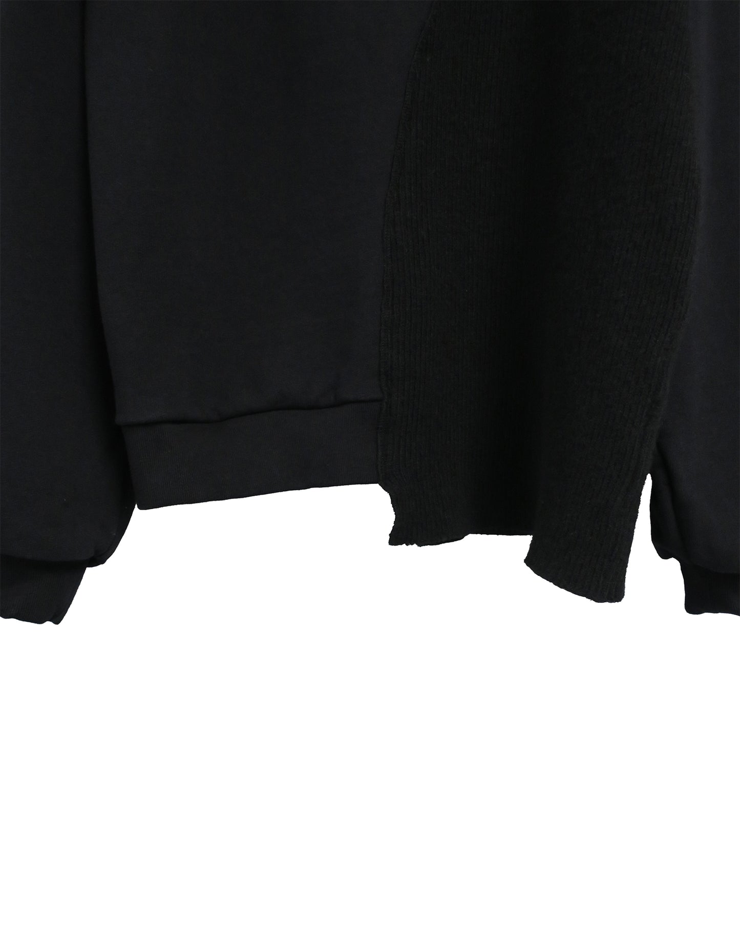 REBUILT TEXTURED PANEL KNIT COMBI SWEATSHIRT/ BLACK