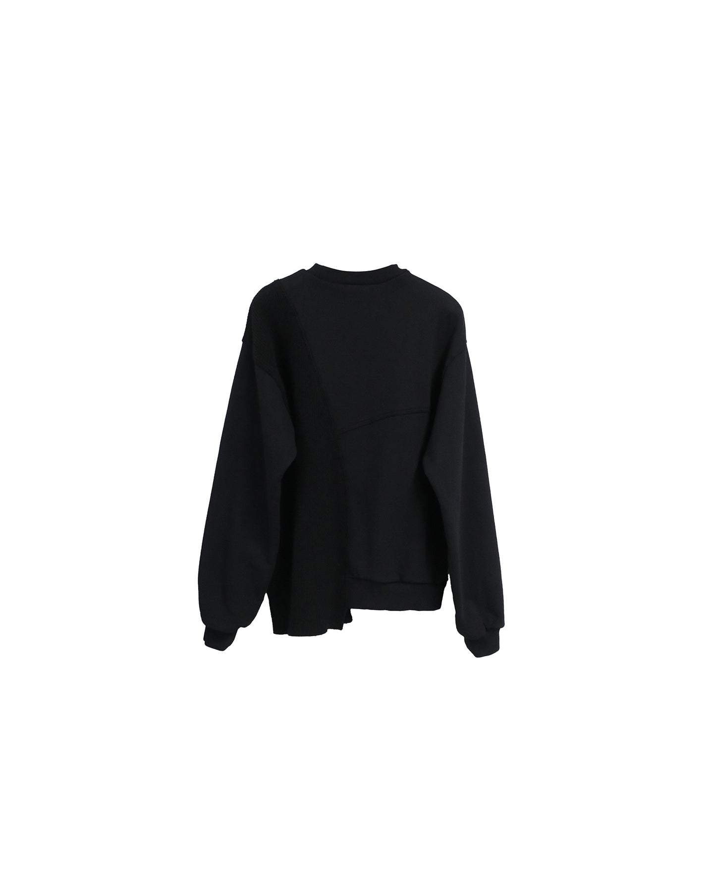 REBUILT TEXTURED PANEL KNIT COMBI SWEATSHIRT/ BLACK