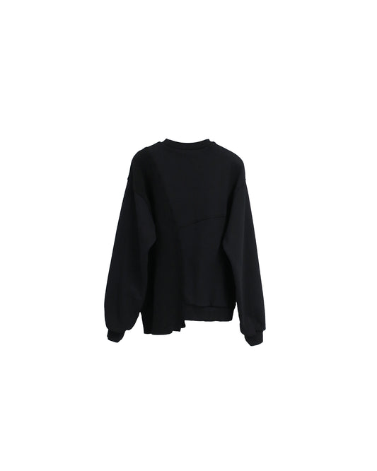 REBUILT TEXTURED PANEL KNIT COMBI SWEATSHIRT/ BLACK