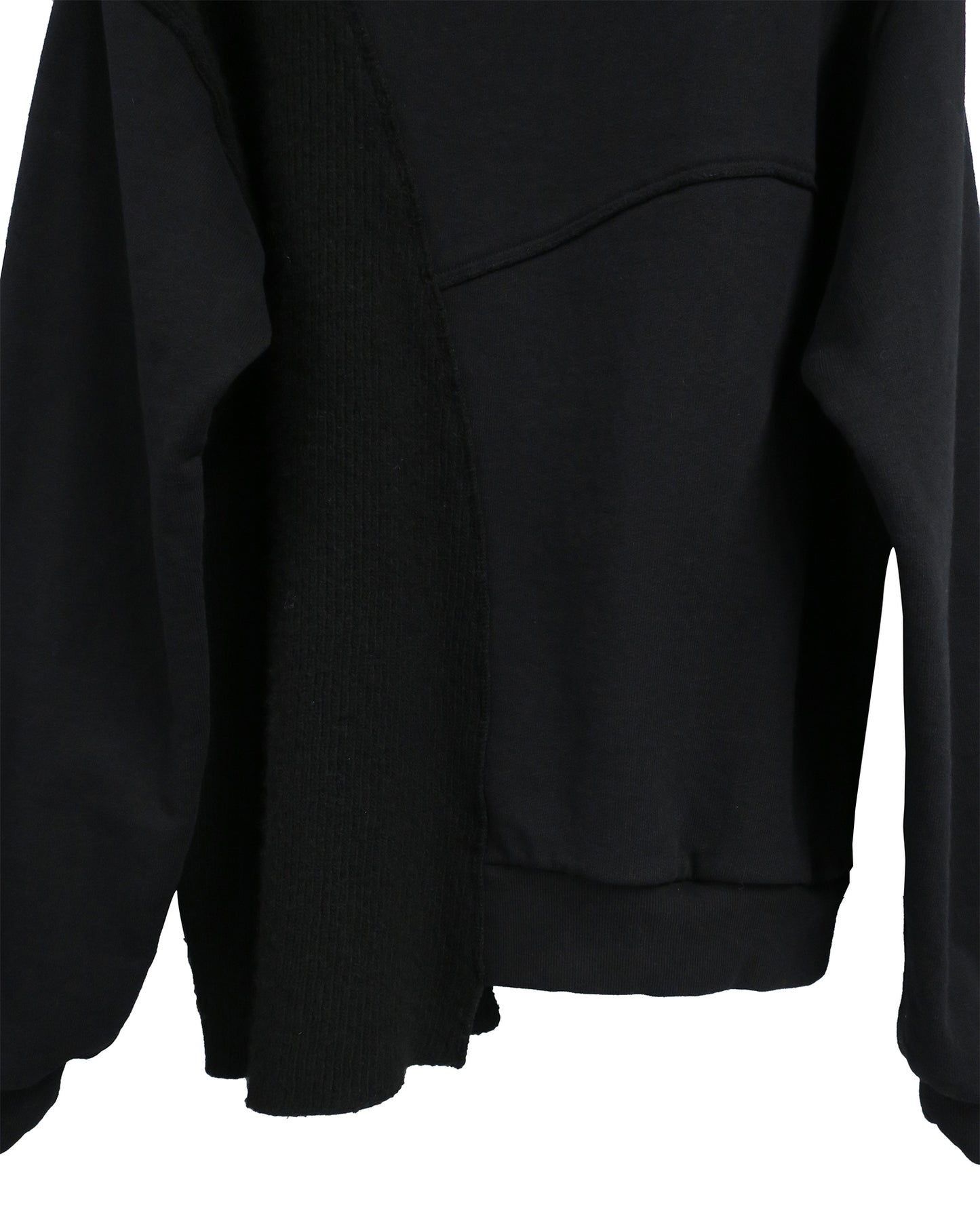 REBUILT TEXTURED PANEL KNIT COMBI SWEATSHIRT/ BLACK