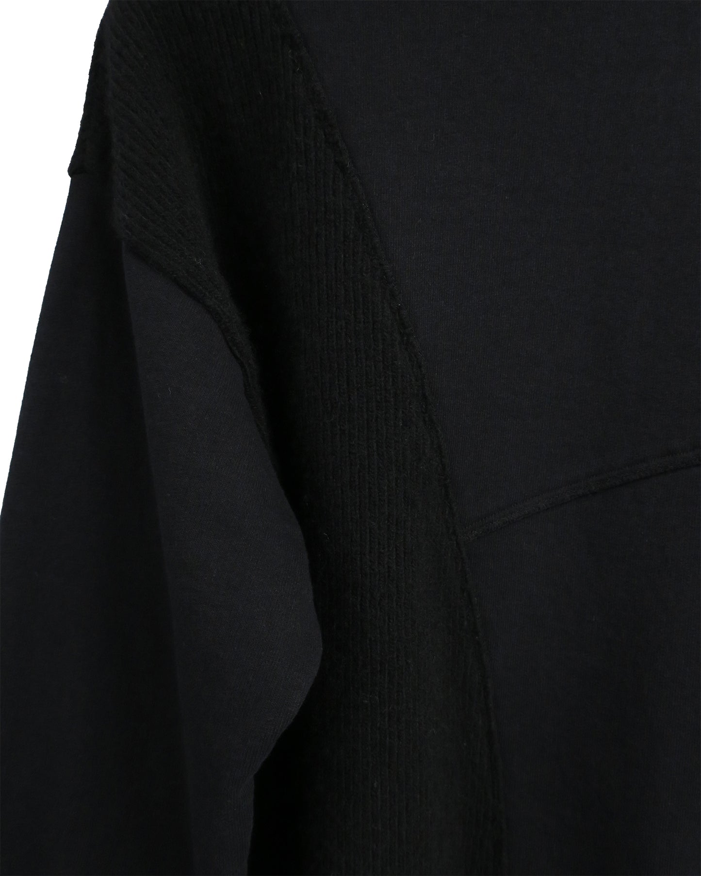 REBUILT TEXTURED PANEL KNIT COMBI SWEATSHIRT/ BLACK