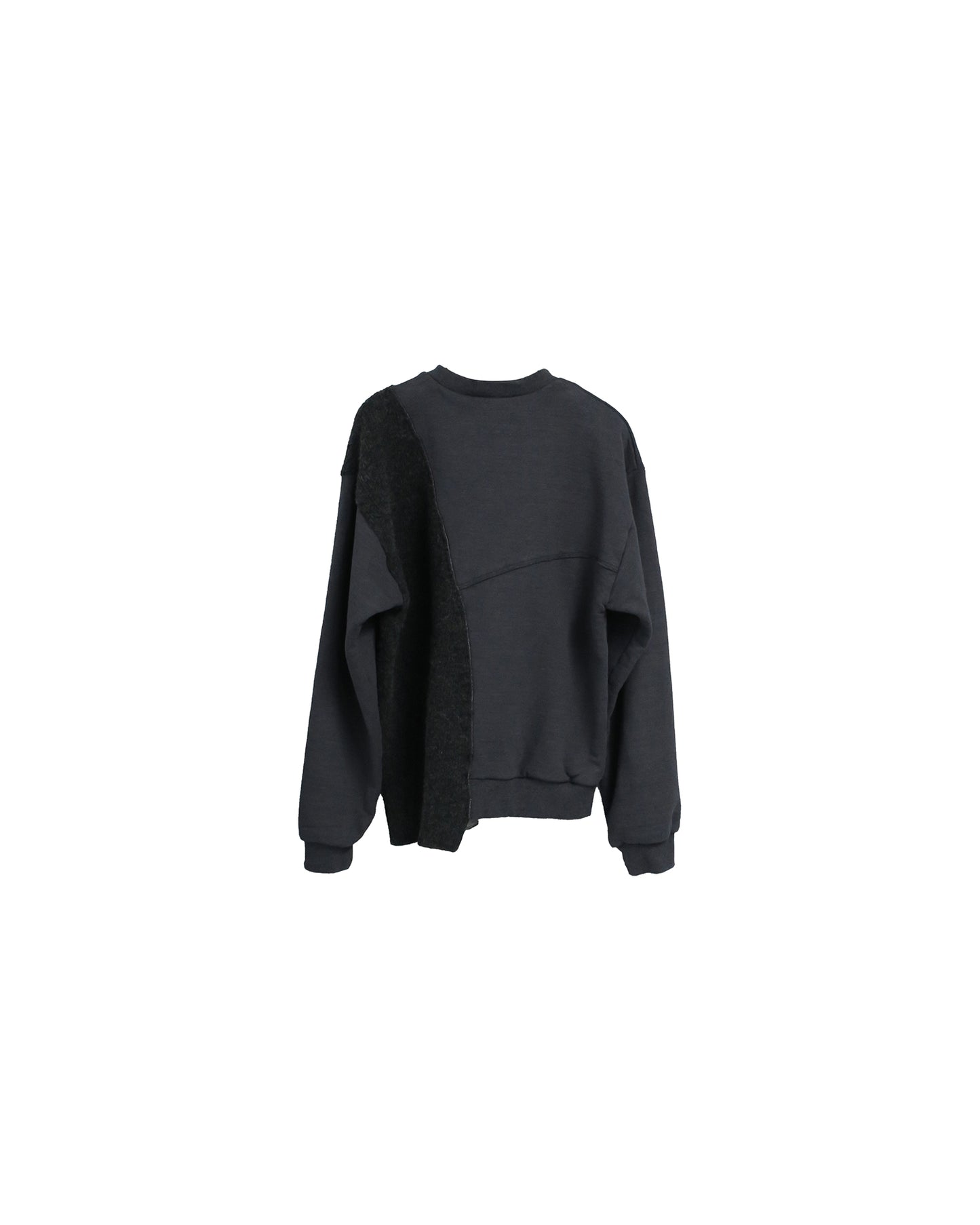 REBUILT TEXTURED PANEL KNIT COMBI SWEATSHIRT/ D-GRAY