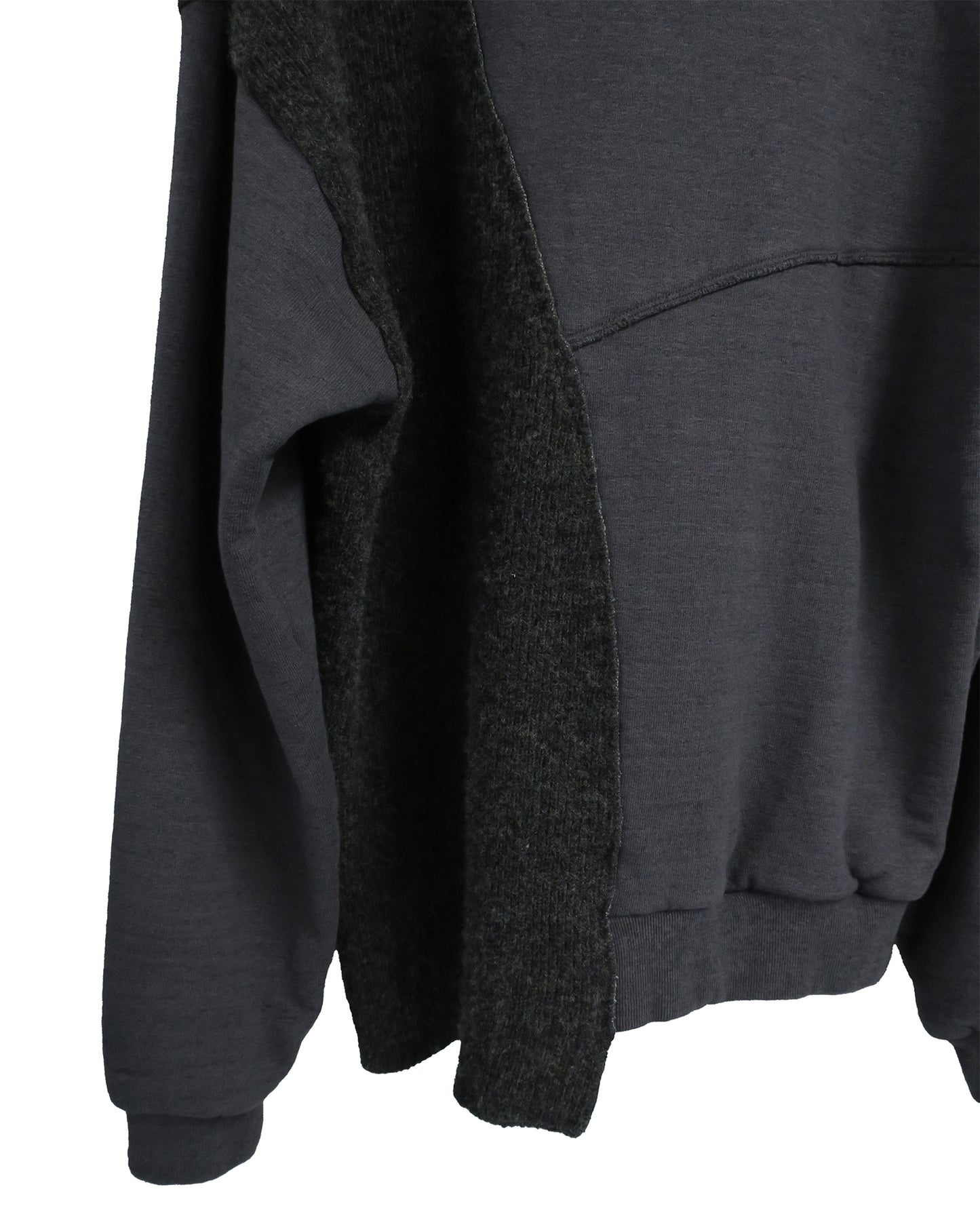 REBUILT TEXTURED PANEL KNIT COMBI SWEATSHIRT/ D-GRAY