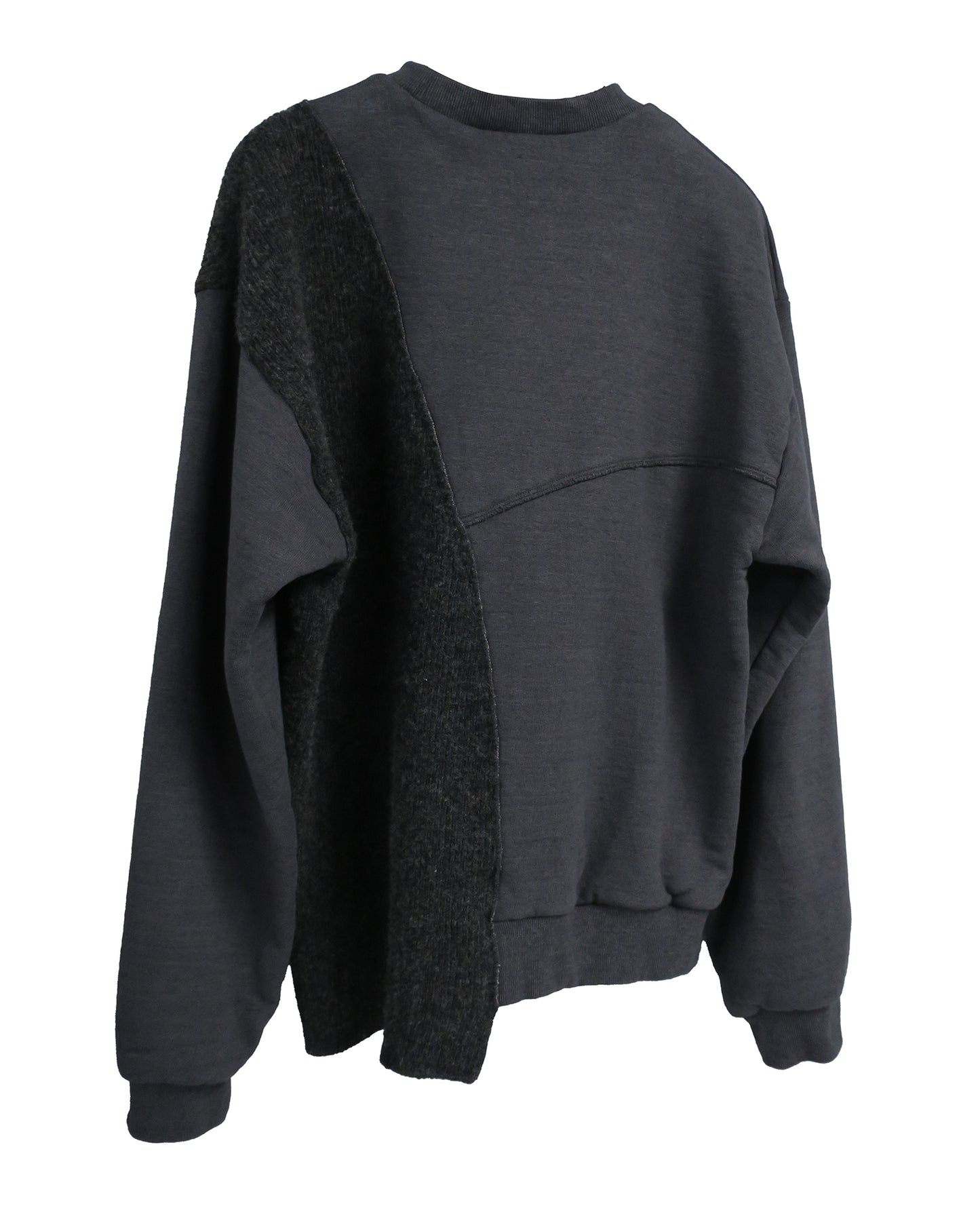REBUILT TEXTURED PANEL KNIT COMBI SWEATSHIRT/ D-GRAY