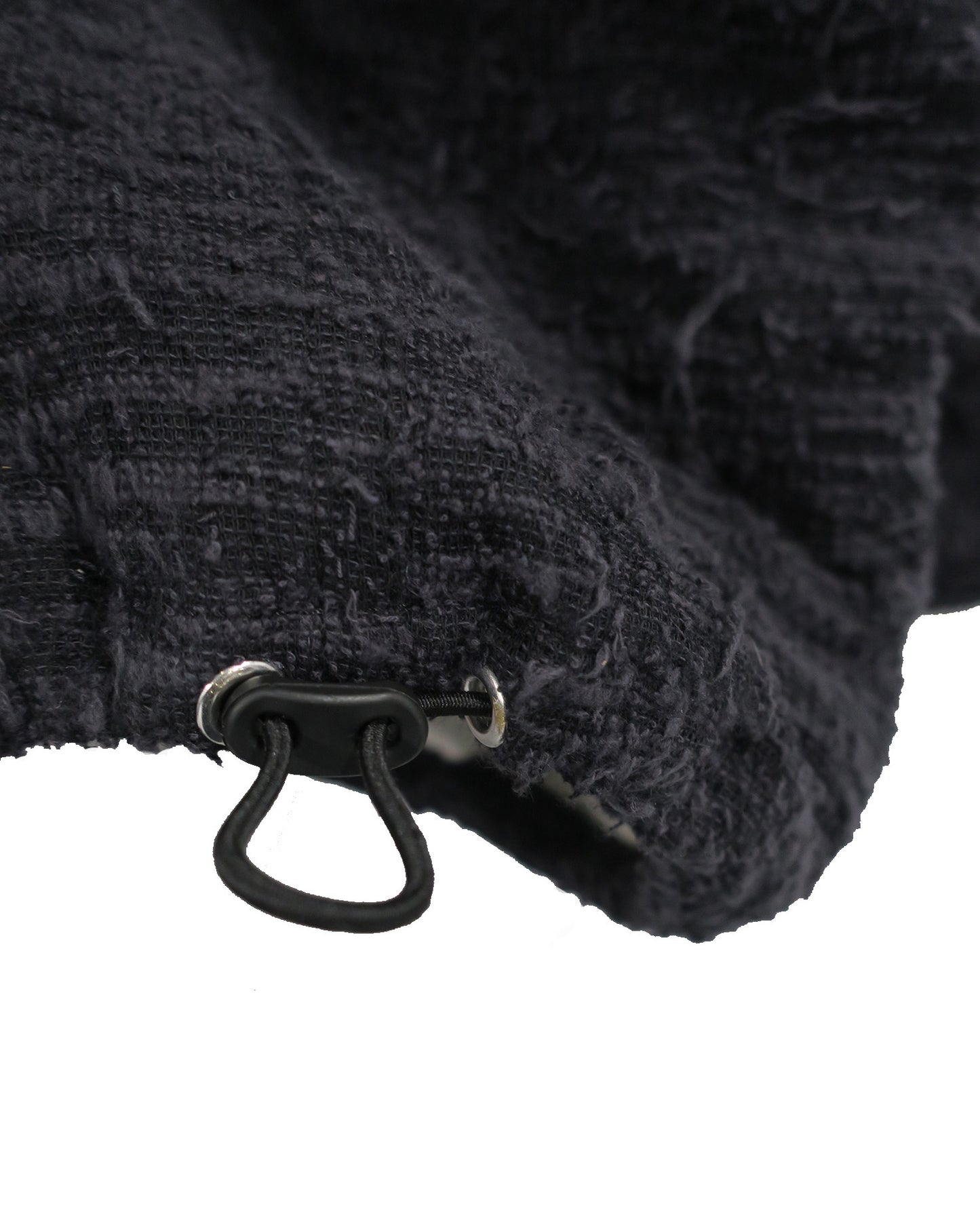 DISTRESSED  FABRIC 4-TUCK TROUSERS / BLACK