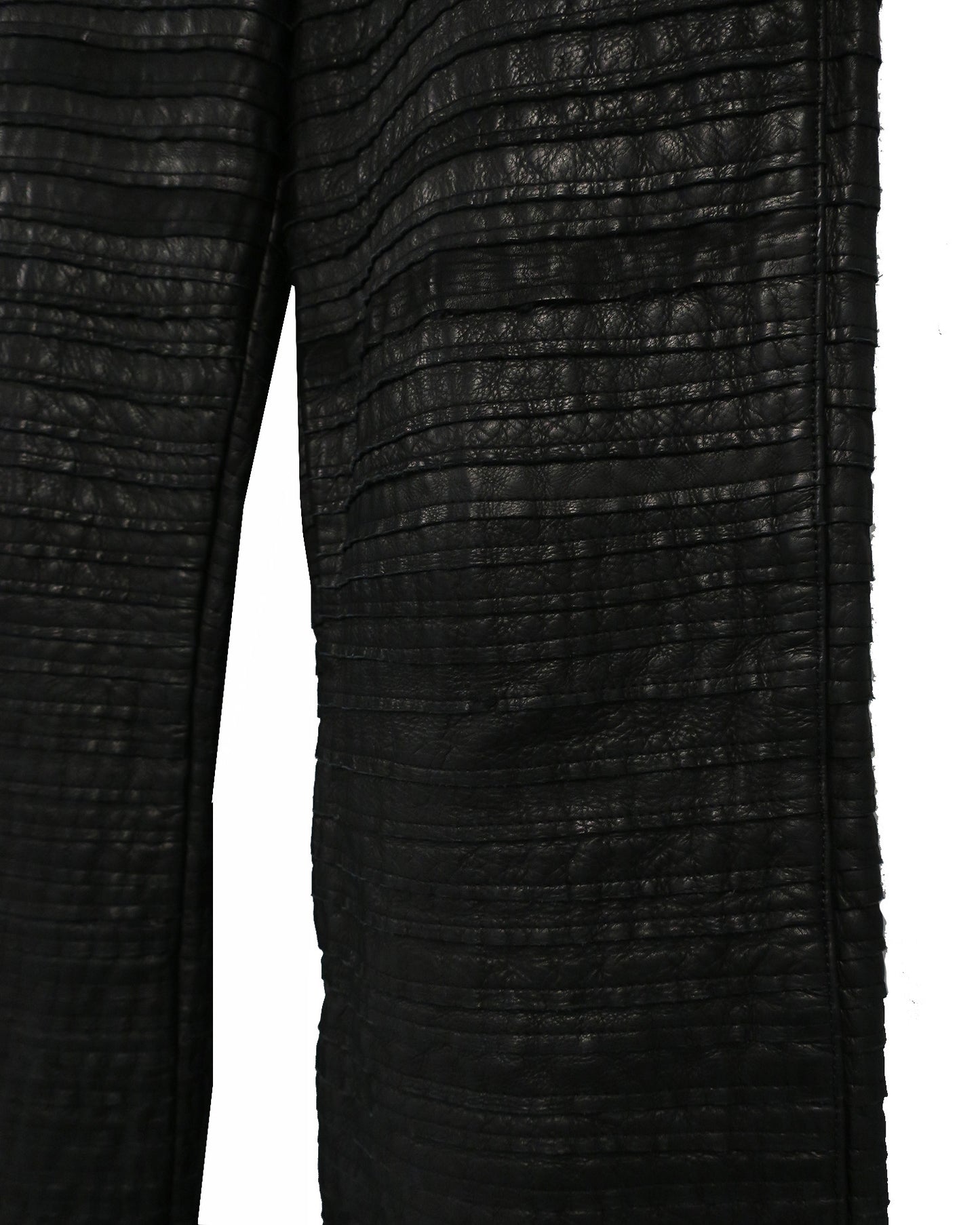 SCALE LEATHER HYBRID TROUSERS  / BLACK