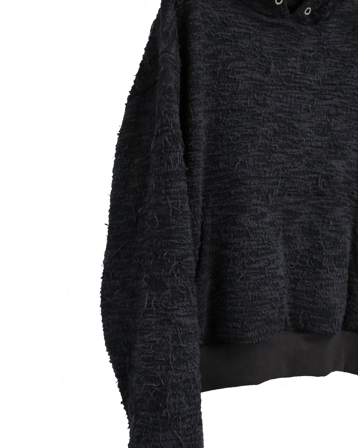 DISTRESSED  FABRIC HOODIE / BLACK
