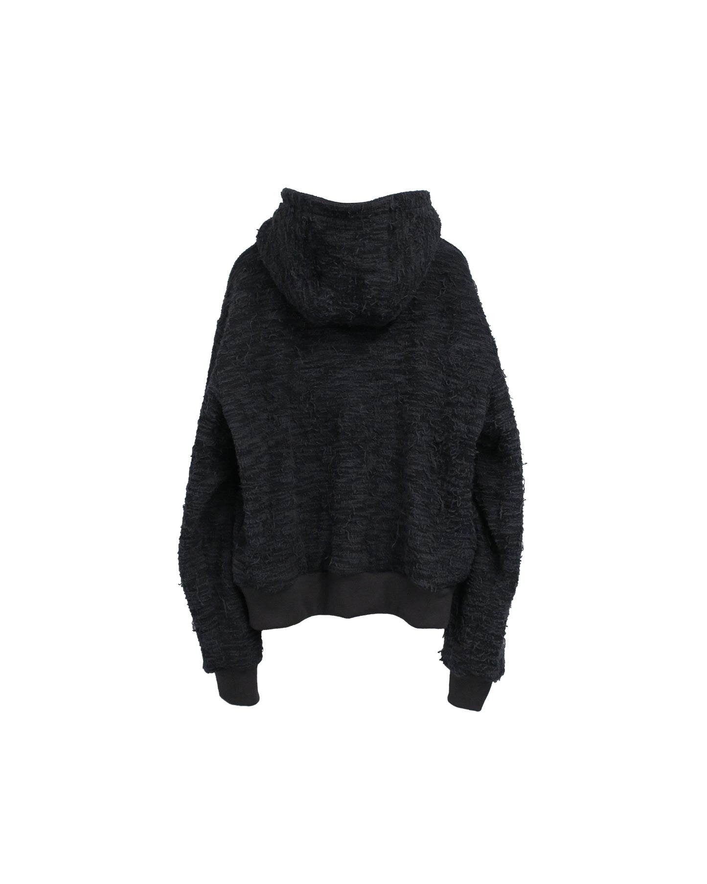 DISTRESSED  FABRIC HOODIE / BLACK