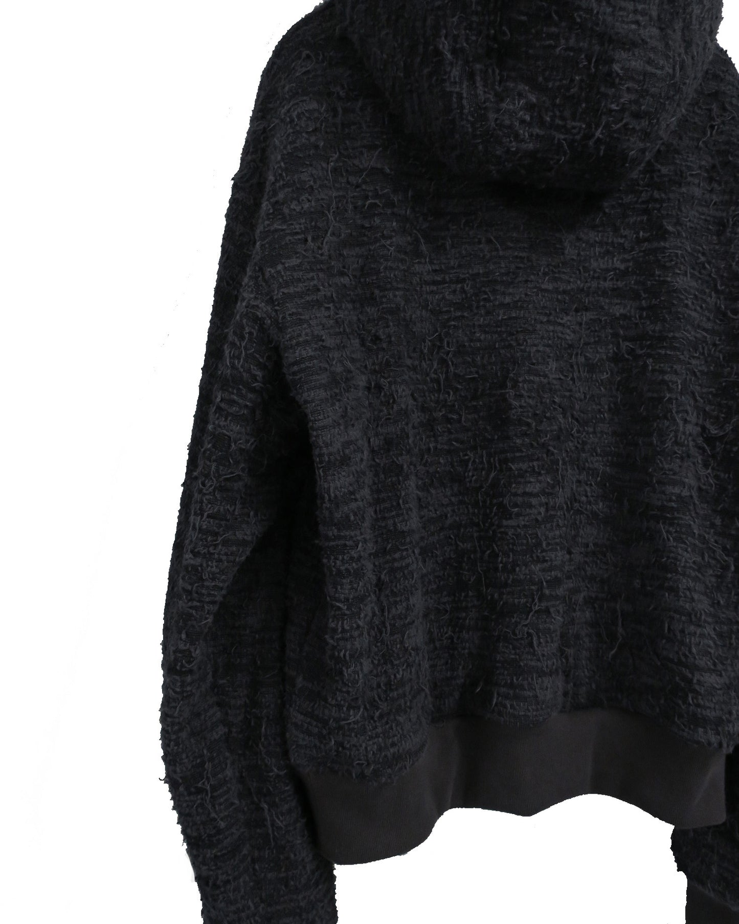 DISTRESSED  FABRIC HOODIE / BLACK