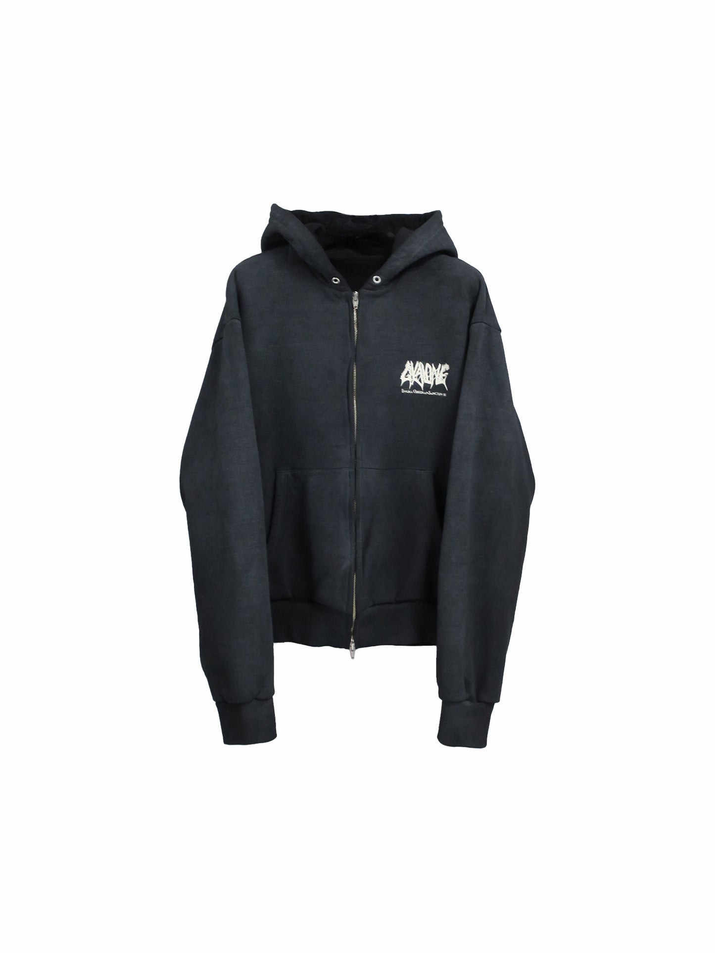 PIGMENT SPRAY LOGO W ZIP HOODIE/ BLACK