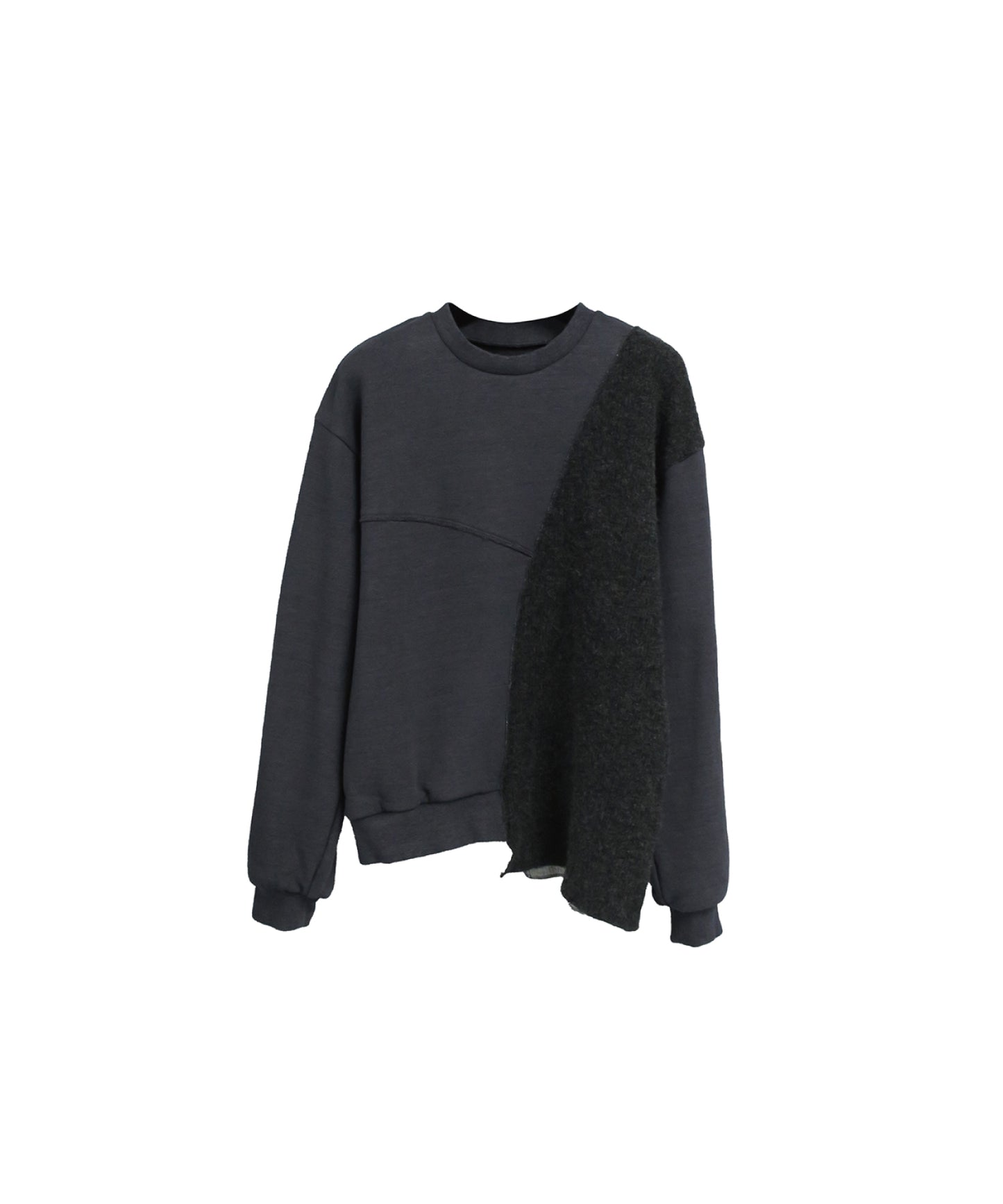 REBUILT TEXTURED PANEL KNIT COMBI SWEATSHIRT/ D-GRAY