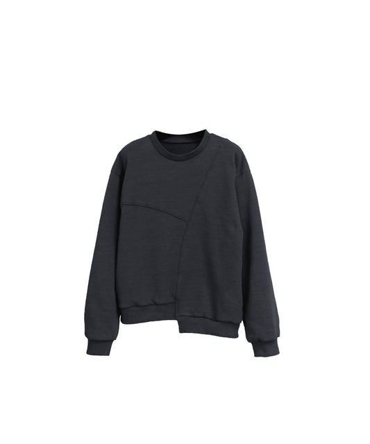 REBUILT TEXTURED PANEL CREWNECK SWEATSHIRT/ D-GRAY