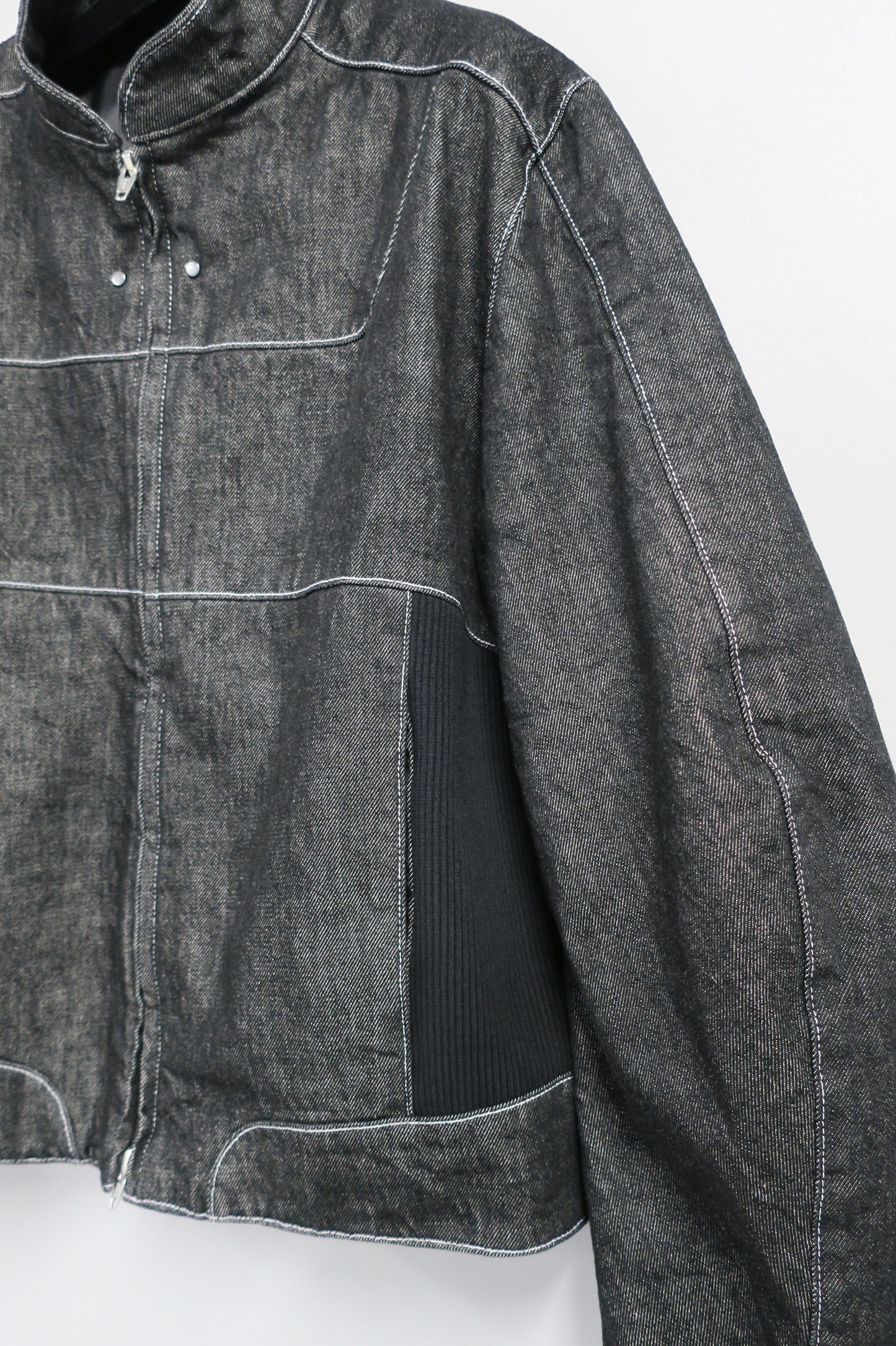 【SAMPLE】13oz DENIM × RIB PANEL THREE-D BLOUSON / BLACK DENIM