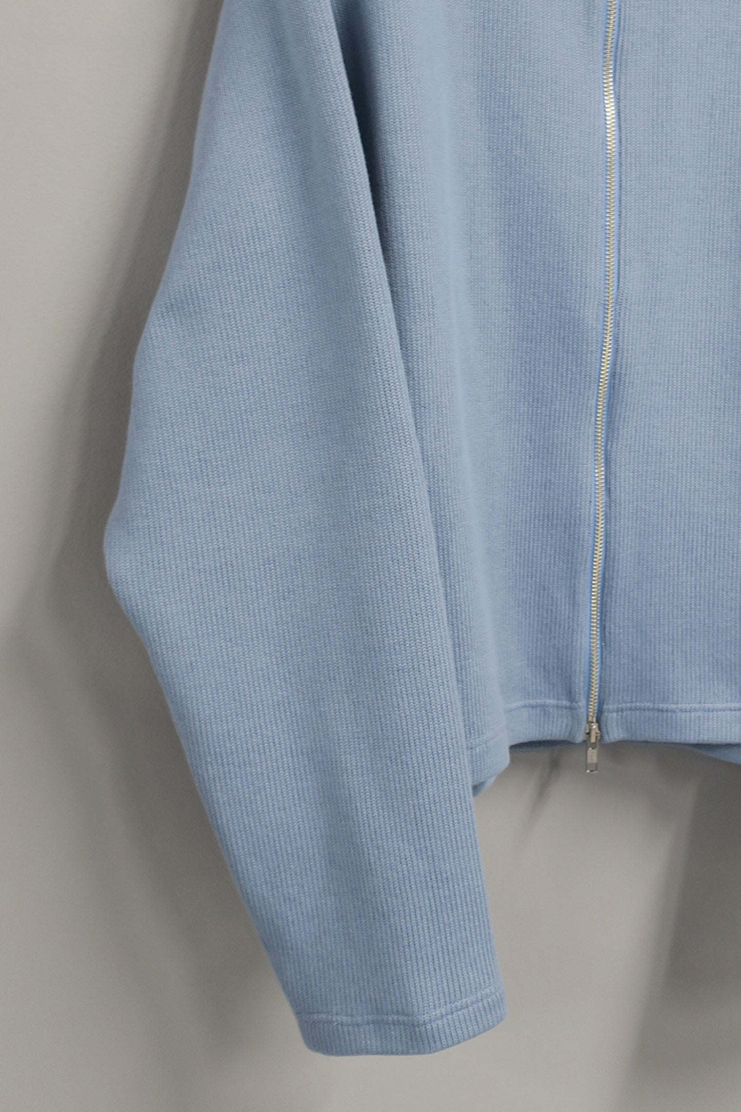 【SAMPLE】SOFT KNIT MATERIAL W ZIP CARDIGAN/ L.BLUE