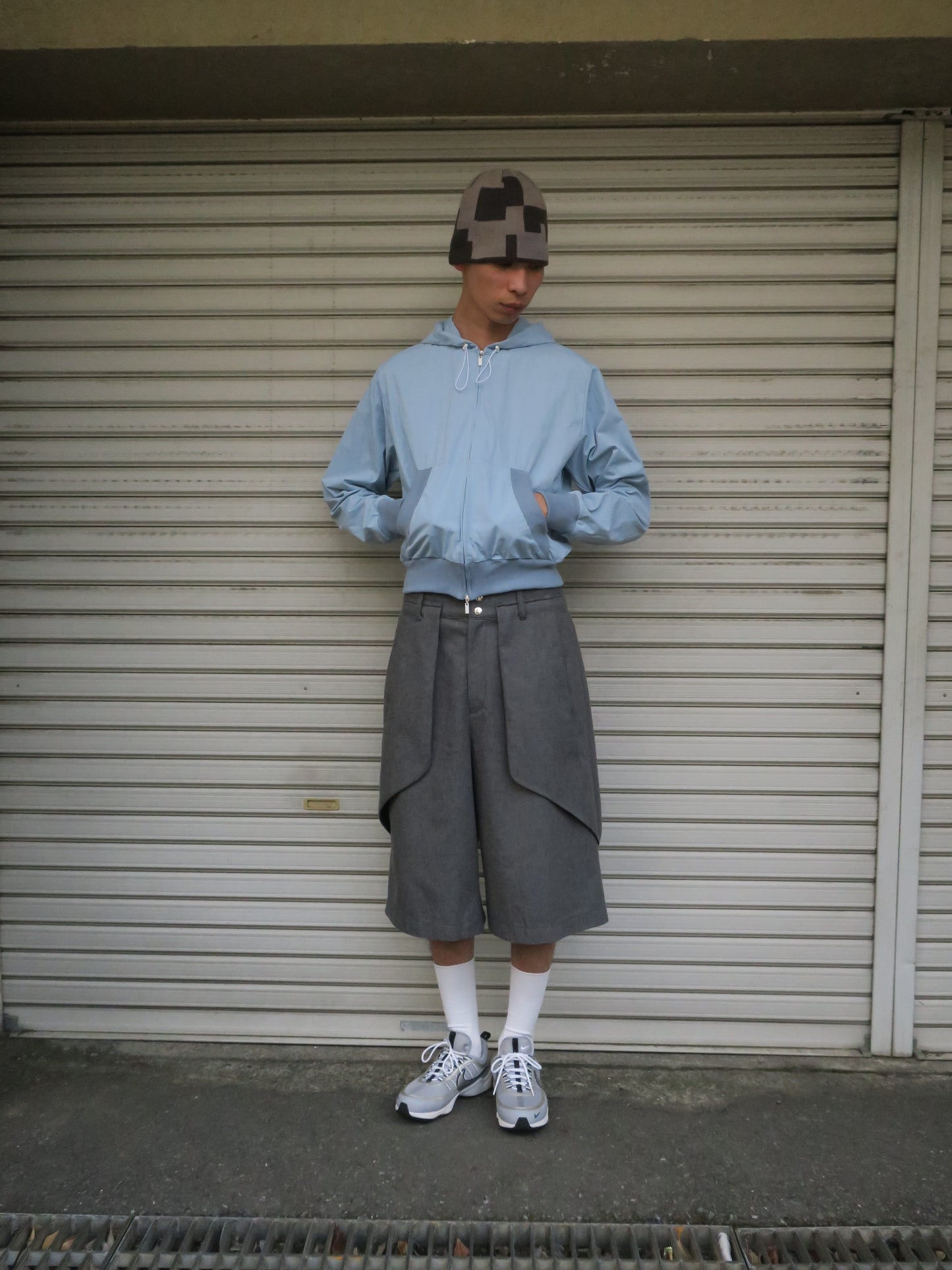 【RE-STOCK】11oz WASHED DENIM CROPPED WIDE TROUSERS /D-GY