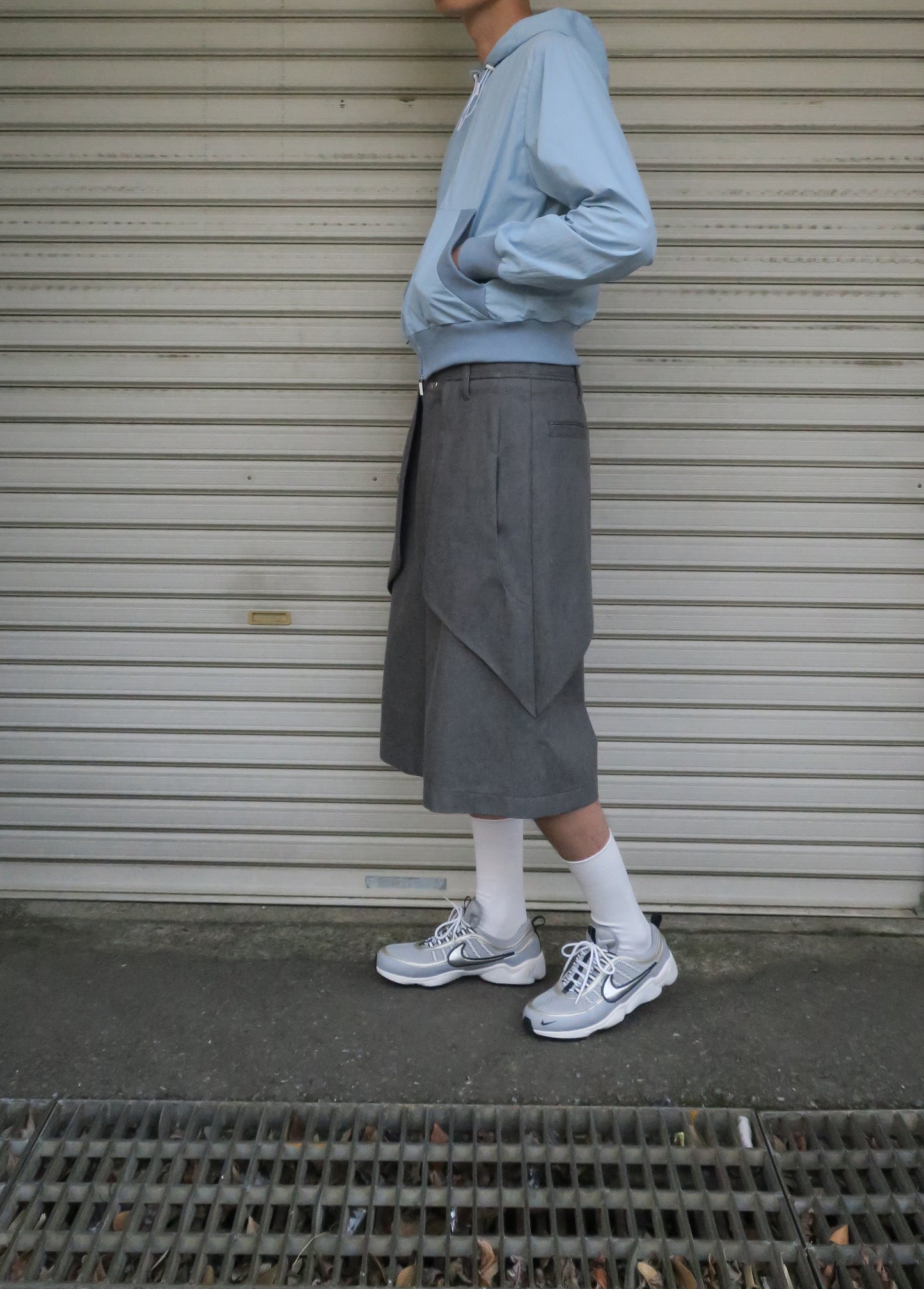 【RE-STOCK】11oz WASHED DENIM CROPPED WIDE TROUSERS /D-GY