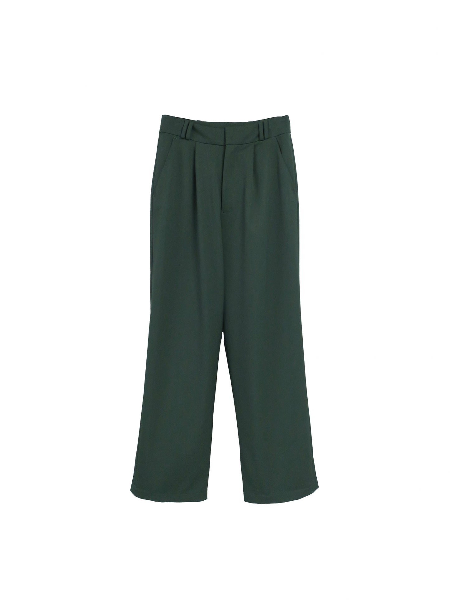 DOUBLE LOOP RELAXED STRAIGHT TROUSERS / D.GREEN