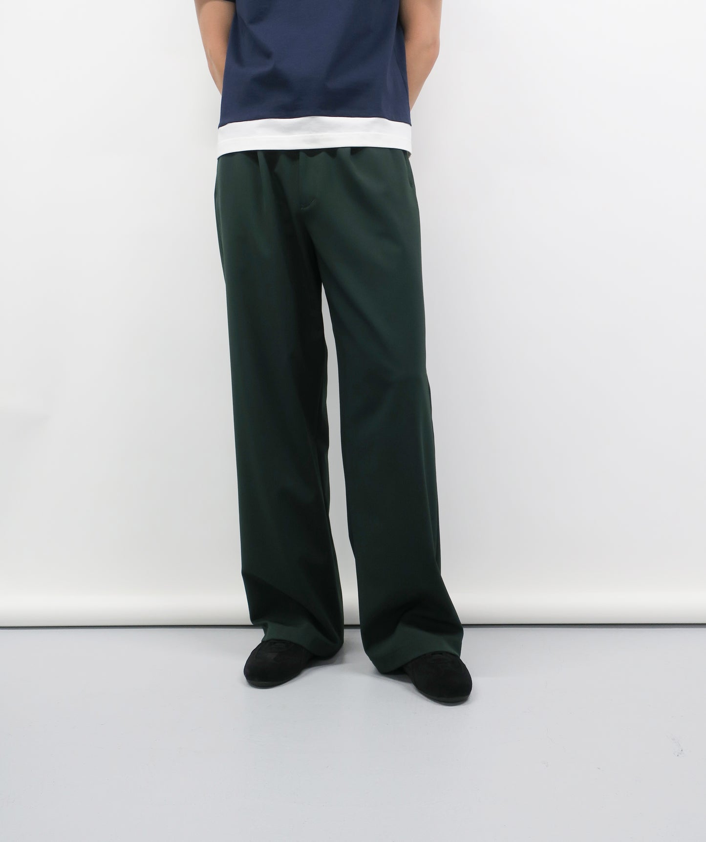 DOUBLE LOOP RELAXED STRAIGHT TROUSERS / D.GREEN