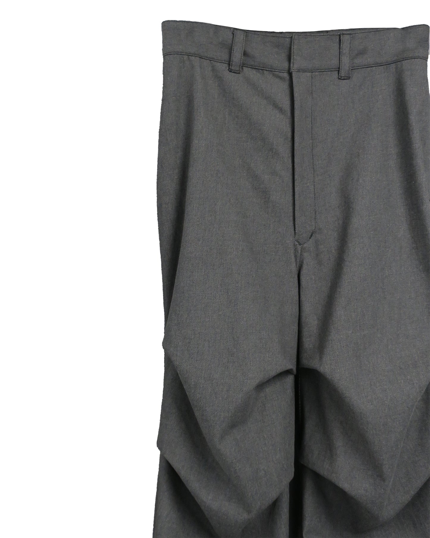11oz WASHED DENIM 4-TUCK TROUSERS / D-GRAY