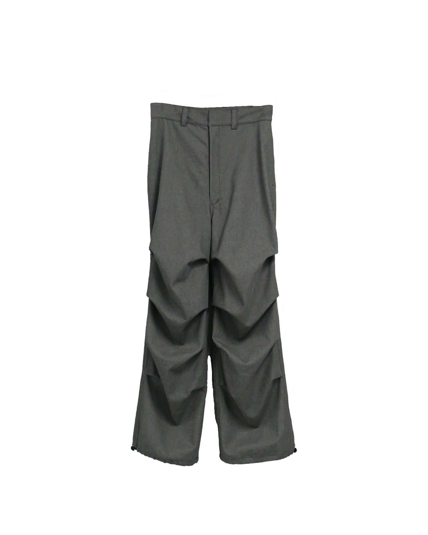11oz WASHED DENIM 4-TUCK TROUSERS / D-GRAY