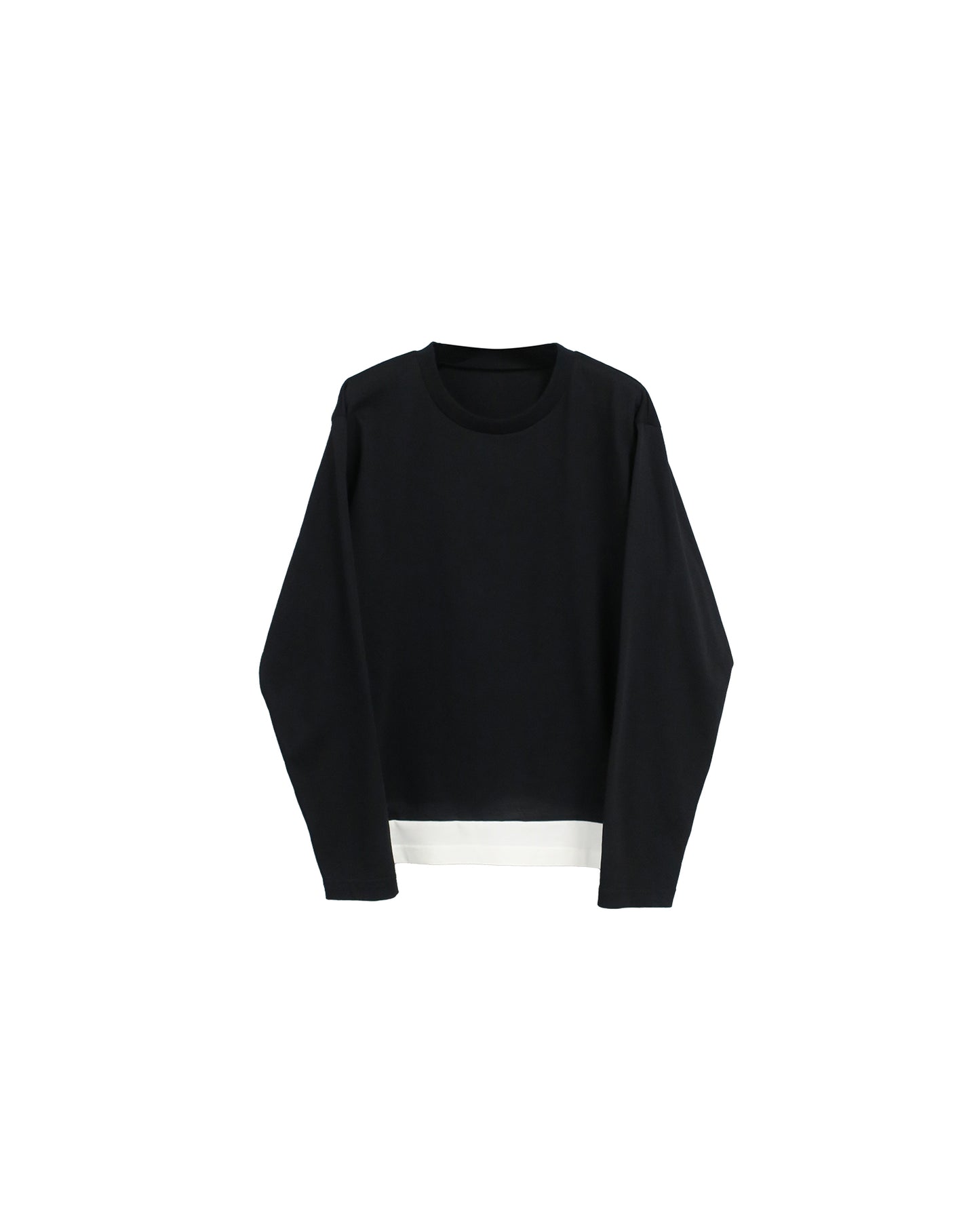 CONTRAST HEM LAYERED LONG SLEEVE T-SHIRTS / BLACK