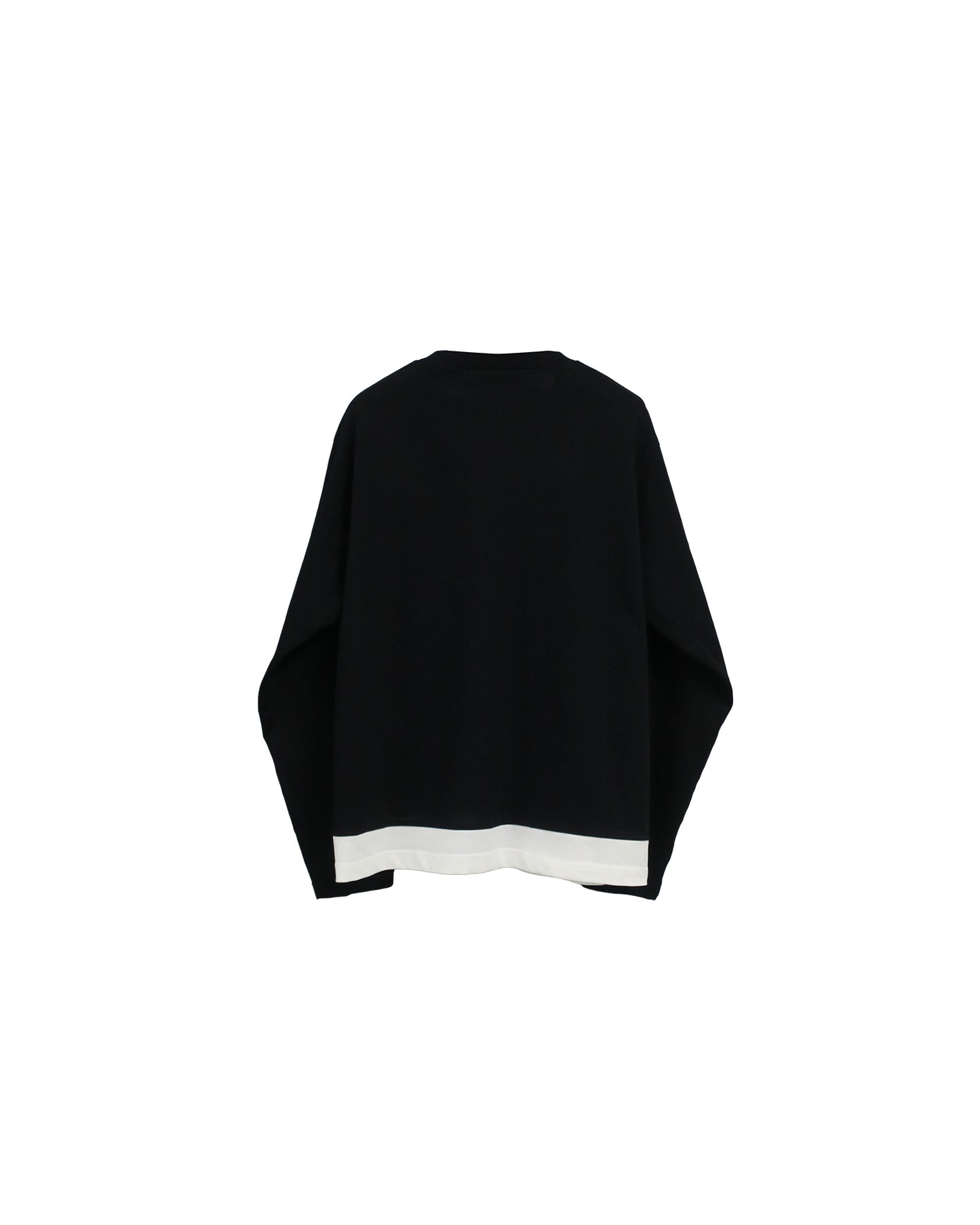 CONTRAST HEM LAYERED LONG SLEEVE T-SHIRTS / BLACK