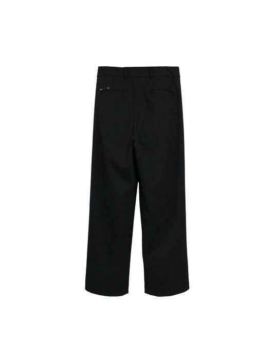 【RE-STOCK】3TUCKS FLEX GABARDINE TAPERED TROUSERS / BLACK