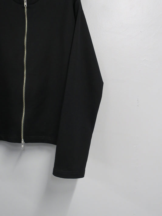 HARD COMPACT COTTON W ZIP CARDIGAN/ BLACK