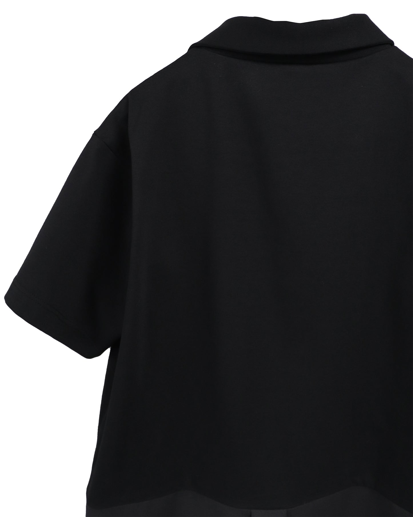 COMBINED FABRIC LAYERED COLLAR T-SHIRTS/ BLACK