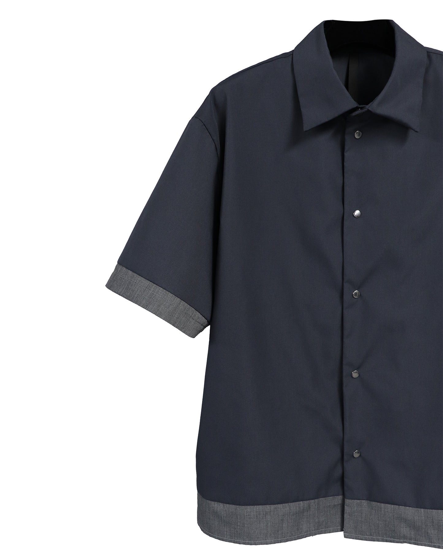 BROAD CLOTH LAYERED SHORT SLEEVE SHIRTS / GRAY×CHARCOAL