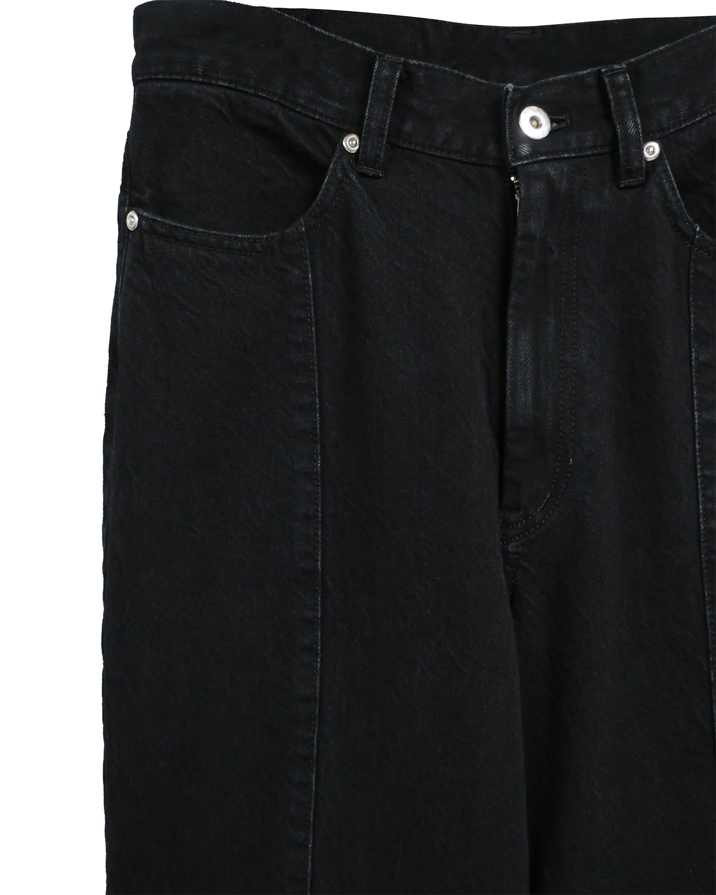 WING CUT DENIM PANTS / BLACK