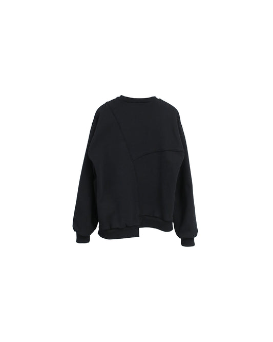 REBUILT TEXTURED PANEL CREWNECK SWEATSHIRT/ BLACK