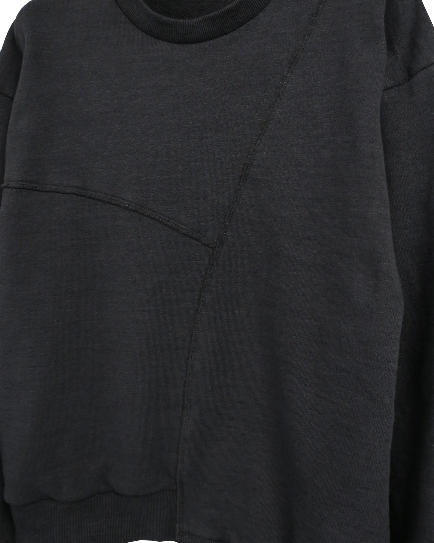REBUILT TEXTURED PANEL CREWNECK SWEATSHIRT/ D-GRAY