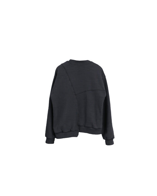 REBUILT TEXTURED PANEL CREWNECK SWEATSHIRT/ D-GRAY