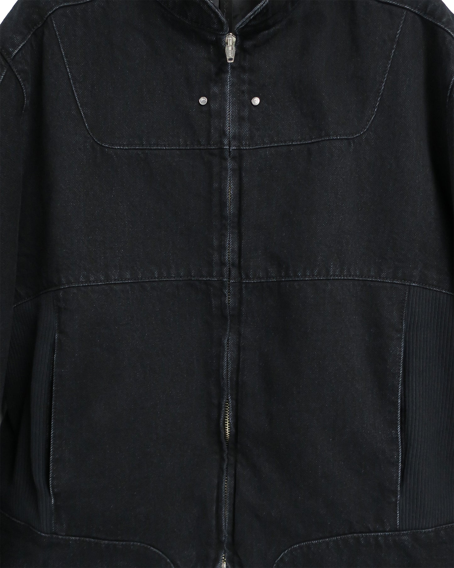 13oz DENIM×RIB PANEL THREE-D BLOUSON/ BLACK