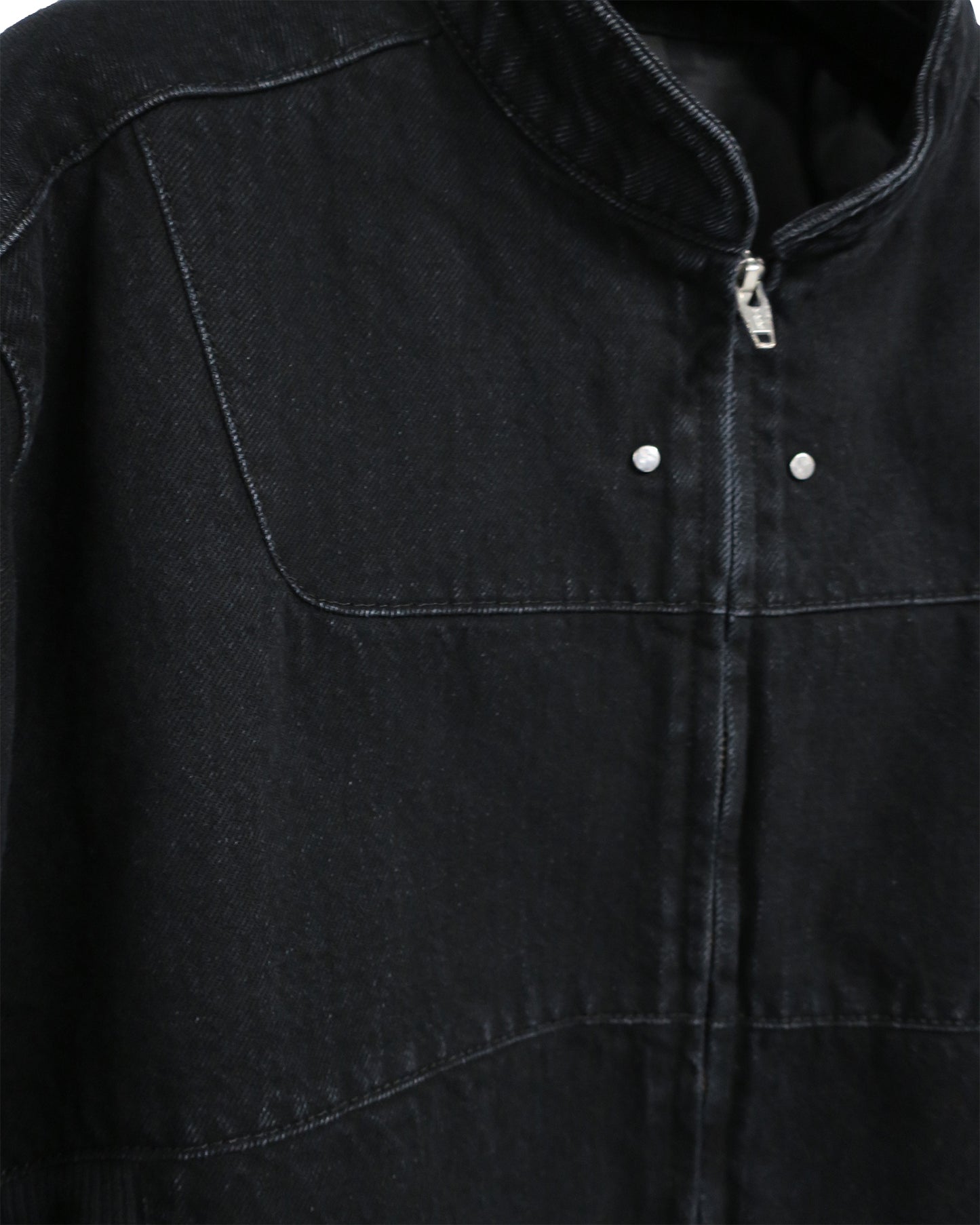 13oz DENIM×RIB PANEL THREE-D BLOUSON/ BLACK