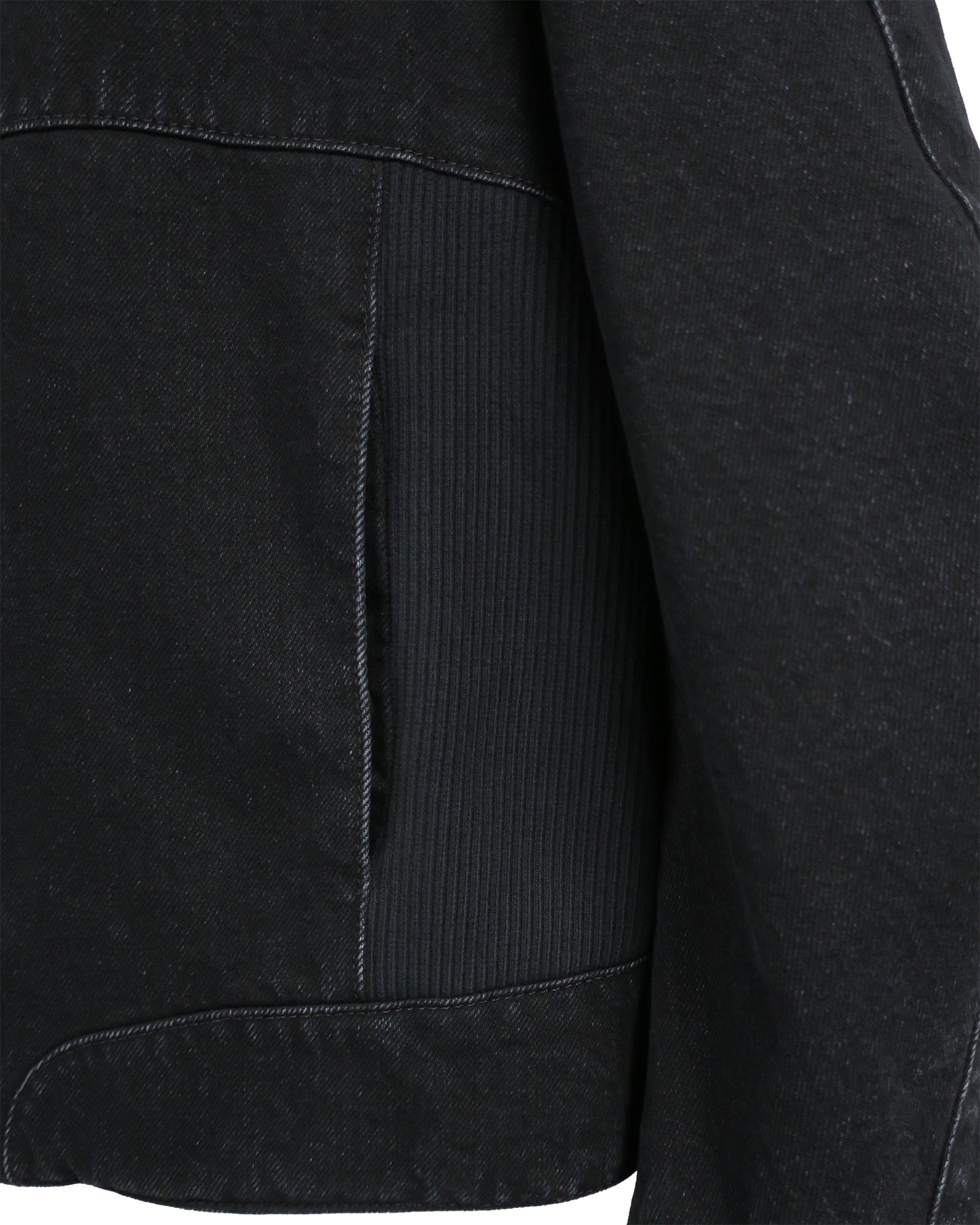 13oz DENIM×RIB PANEL THREE-D BLOUSON/ BLACK