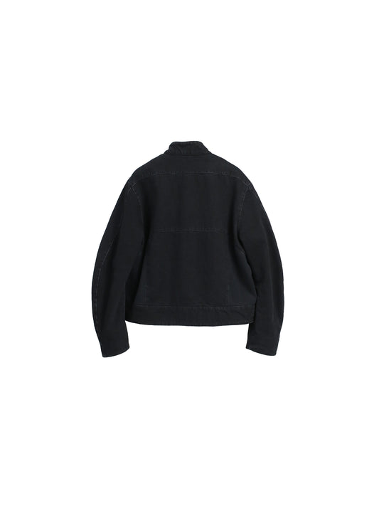 13oz DENIM×RIB PANEL THREE-D BLOUSON/ BLACK