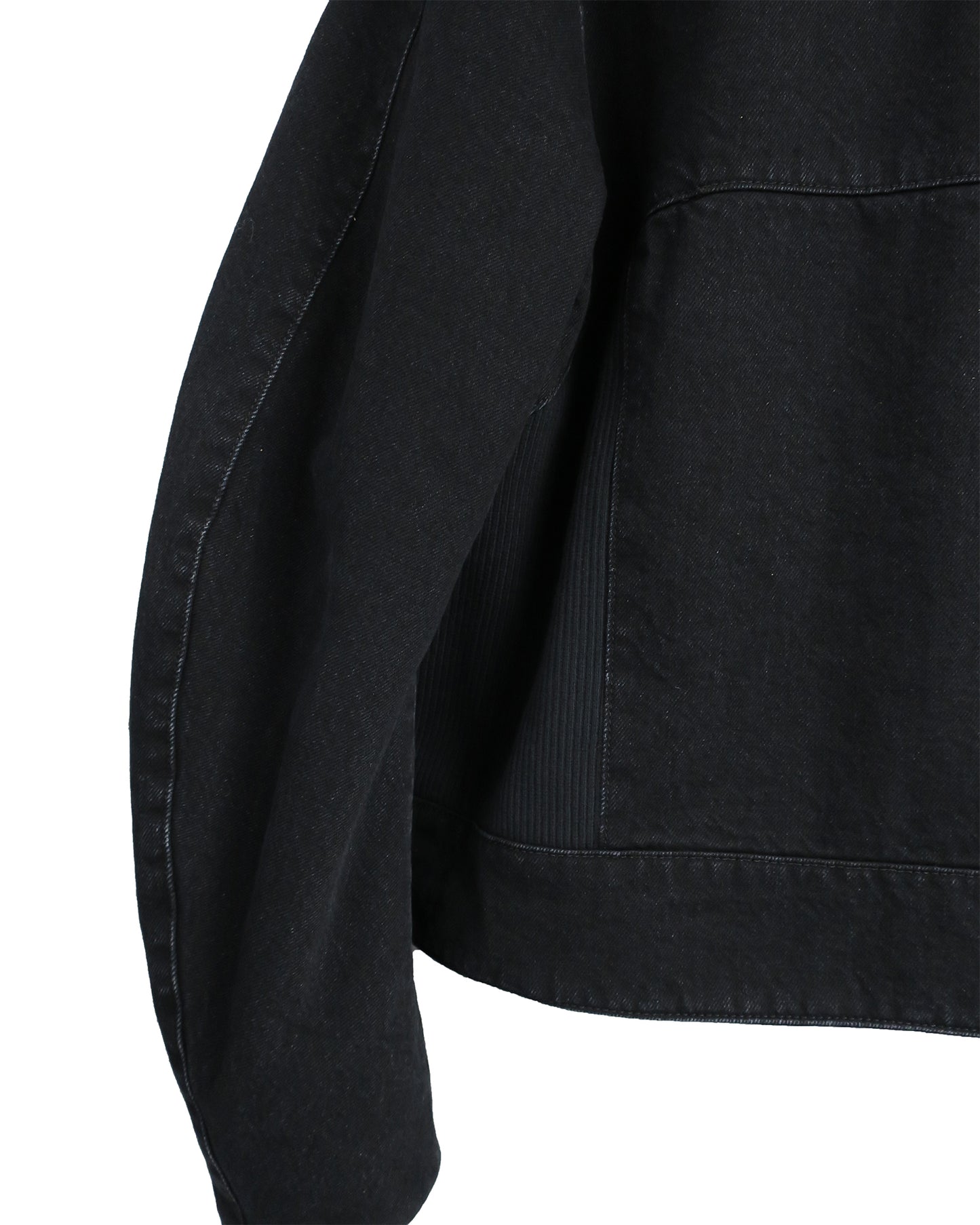 13oz DENIM×RIB PANEL THREE-D BLOUSON/ BLACK
