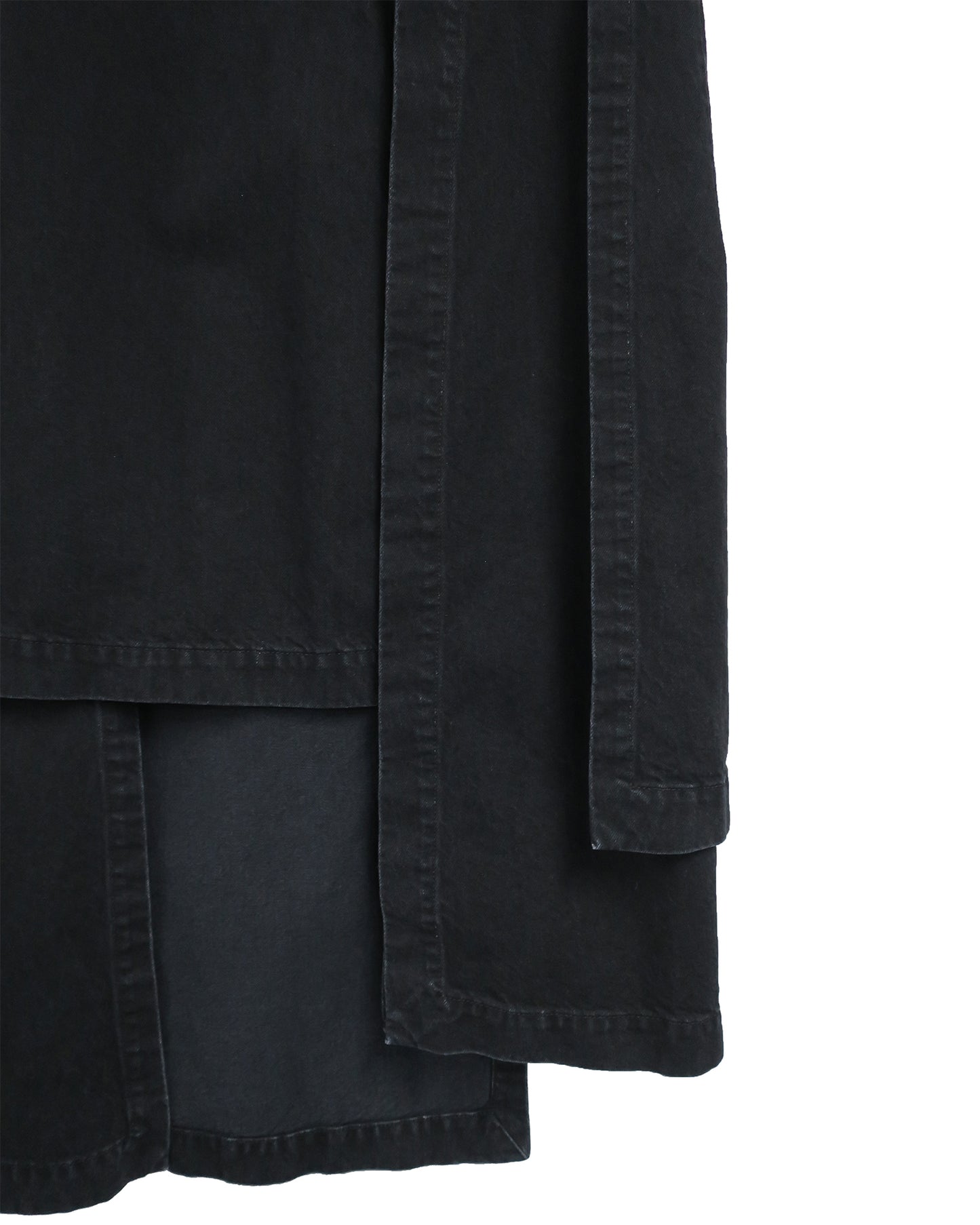 LAYERED DENIM WRAP SKIRT / BLACK