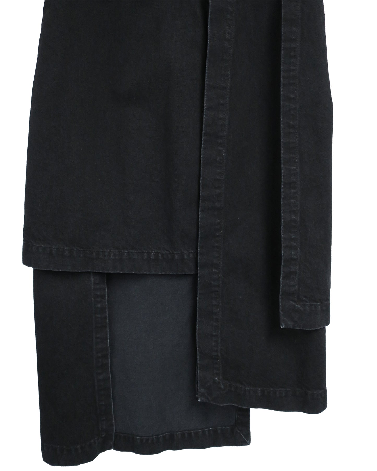 LAYERED DENIM WRAP SKIRT / BLACK