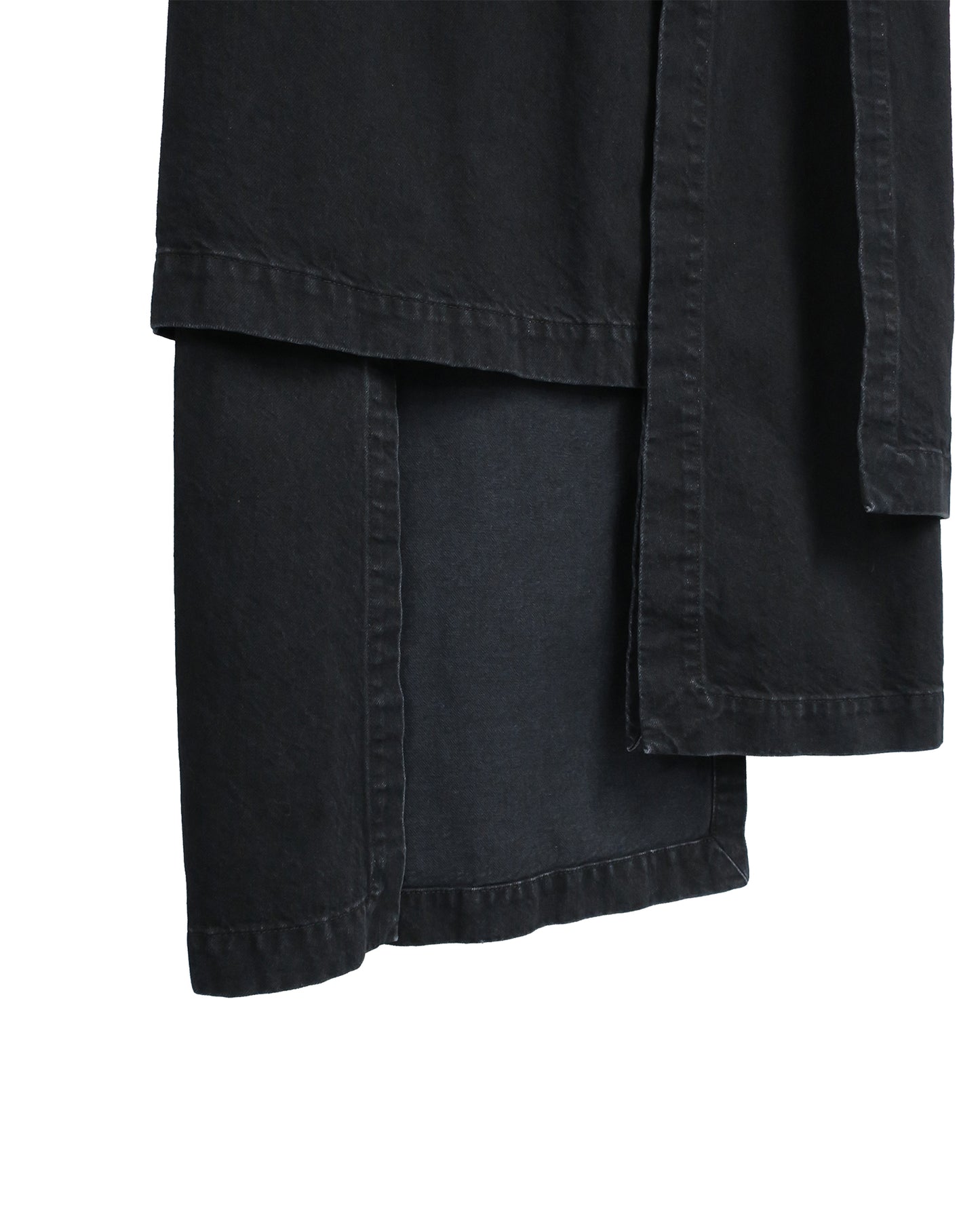 LAYERED DENIM WRAP SKIRT / BLACK