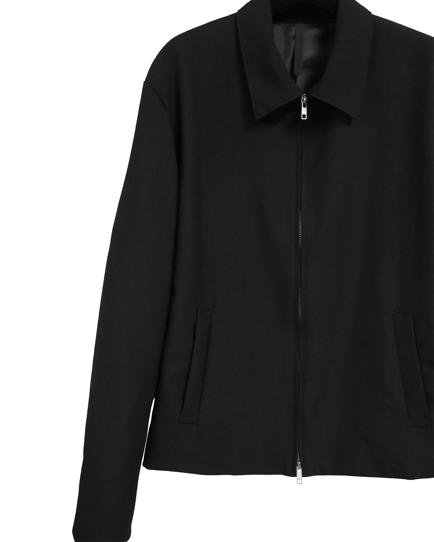 GABARDINE WOOL  W ZIP JACKET/ BLACK