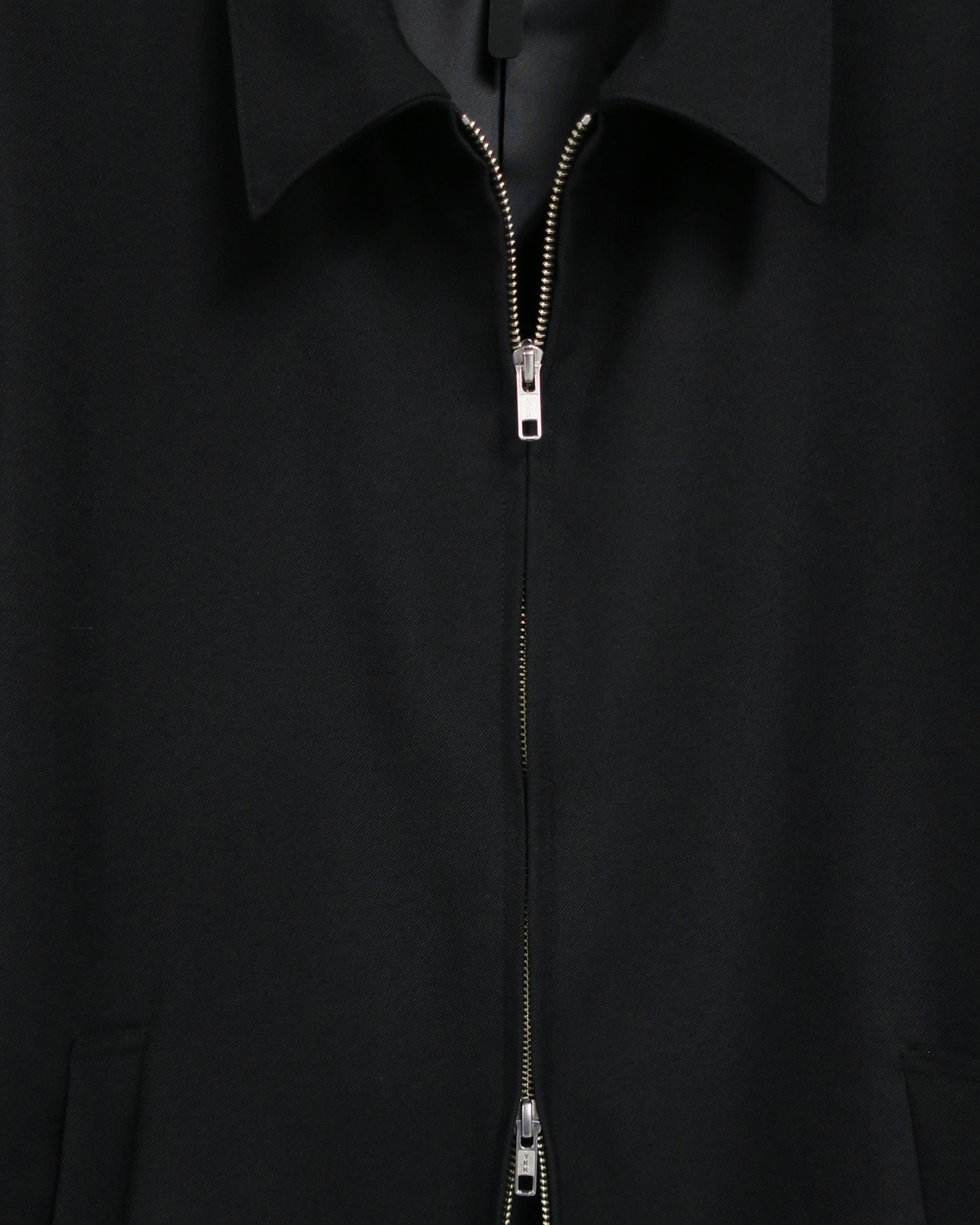 GABARDINE WOOL  W ZIP JACKET/ BLACK