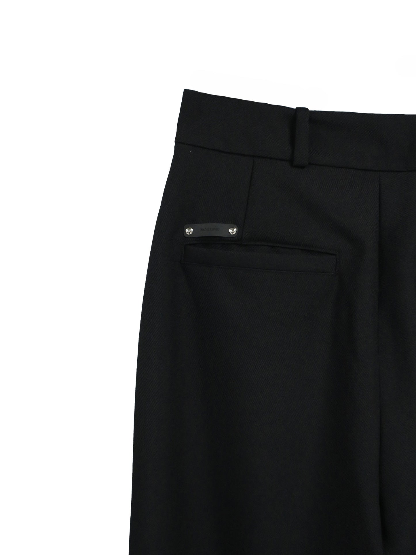WOOL GABARDINE DOUBLE LOOP RELAXED TROUSERS / BLACK