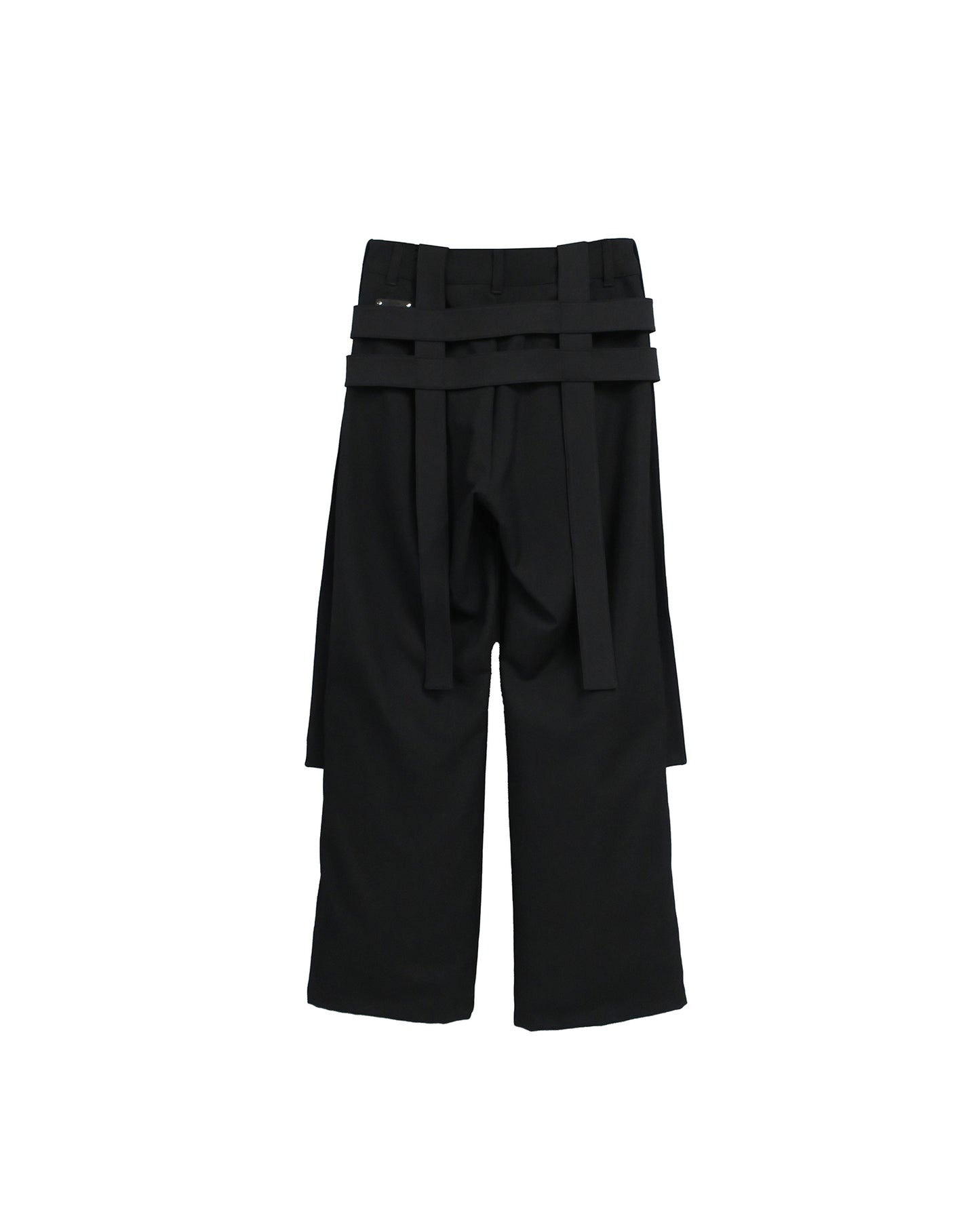 DETACHABLE HARNESS BOOT-CUT GABARDINETROUSERS / BLACK
