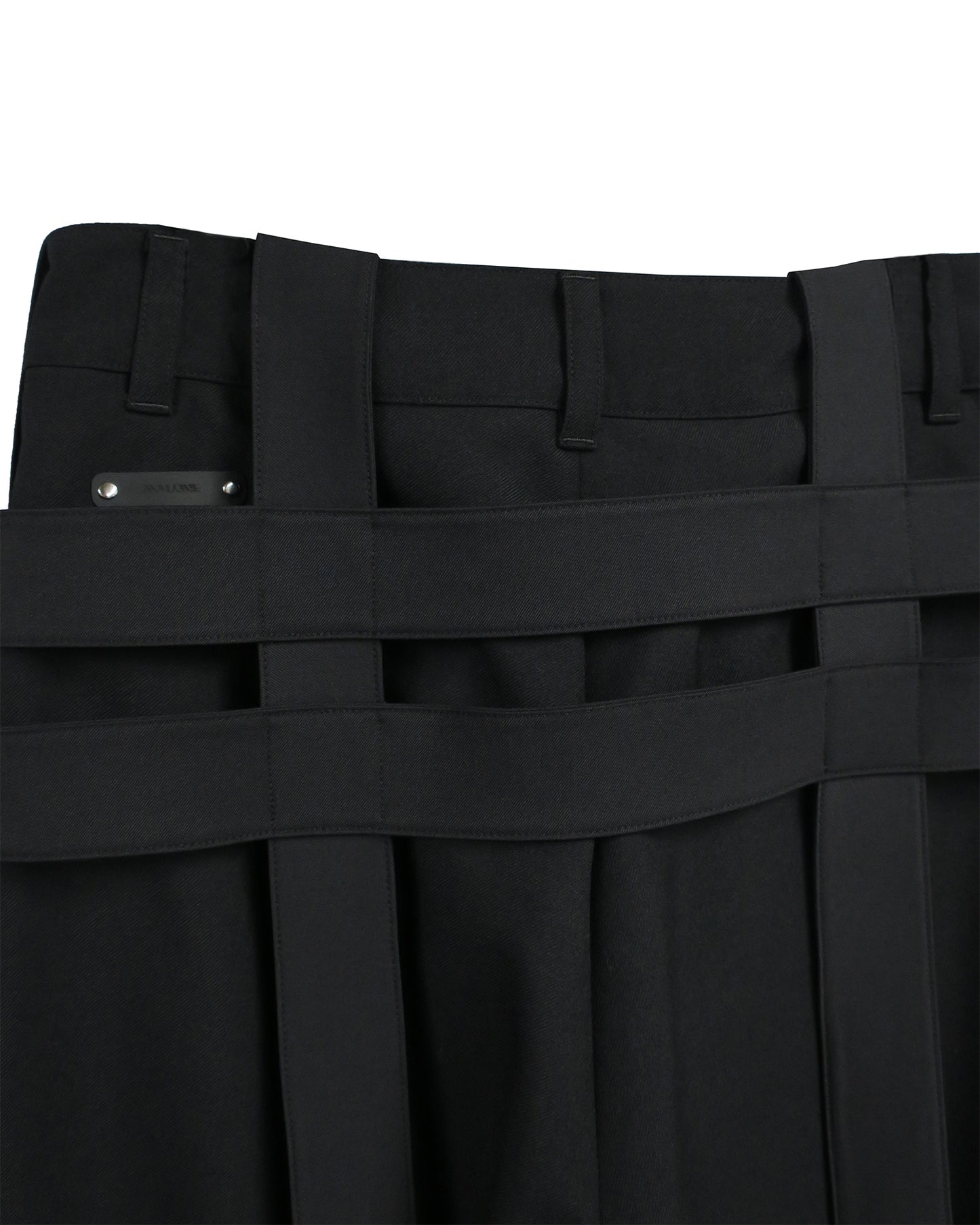 DETACHABLE HARNESS BOOT-CUT GABARDINETROUSERS / BLACK