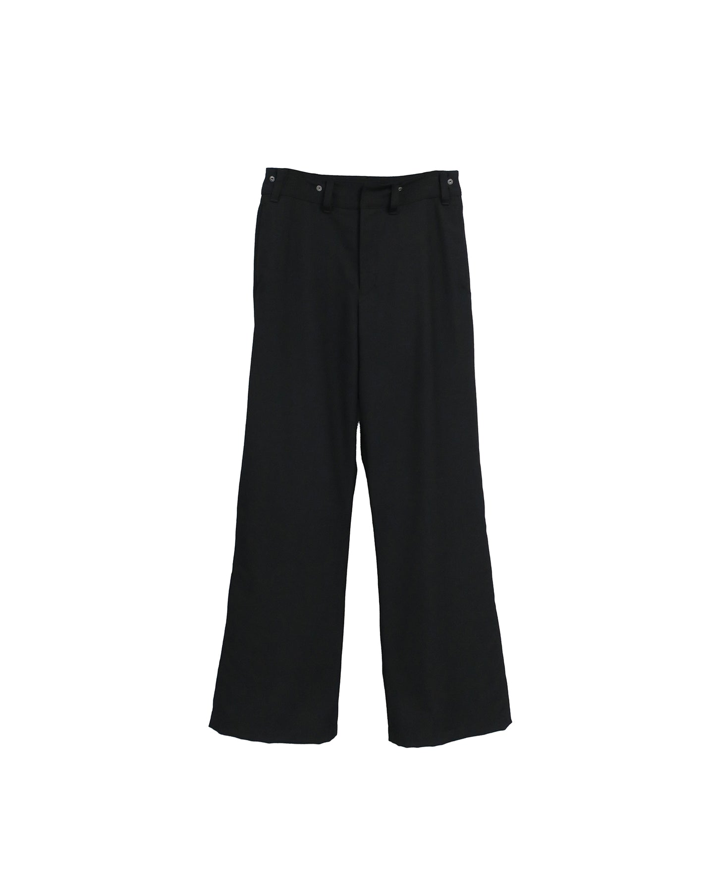 DETACHABLE HARNESS BOOT-CUT GABARDINETROUSERS / BLACK